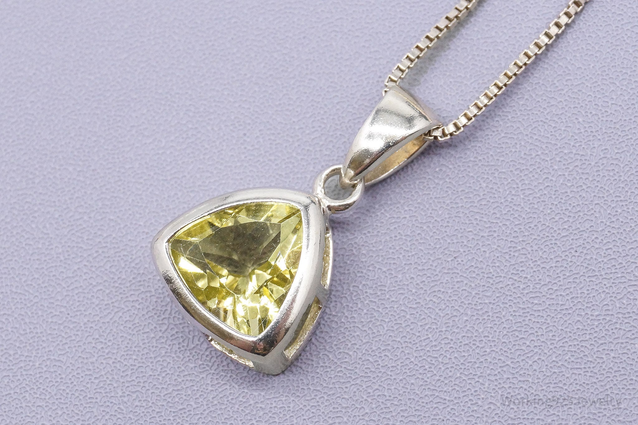 Vintage Lemon Quartz Sterling Silver Necklace 18"