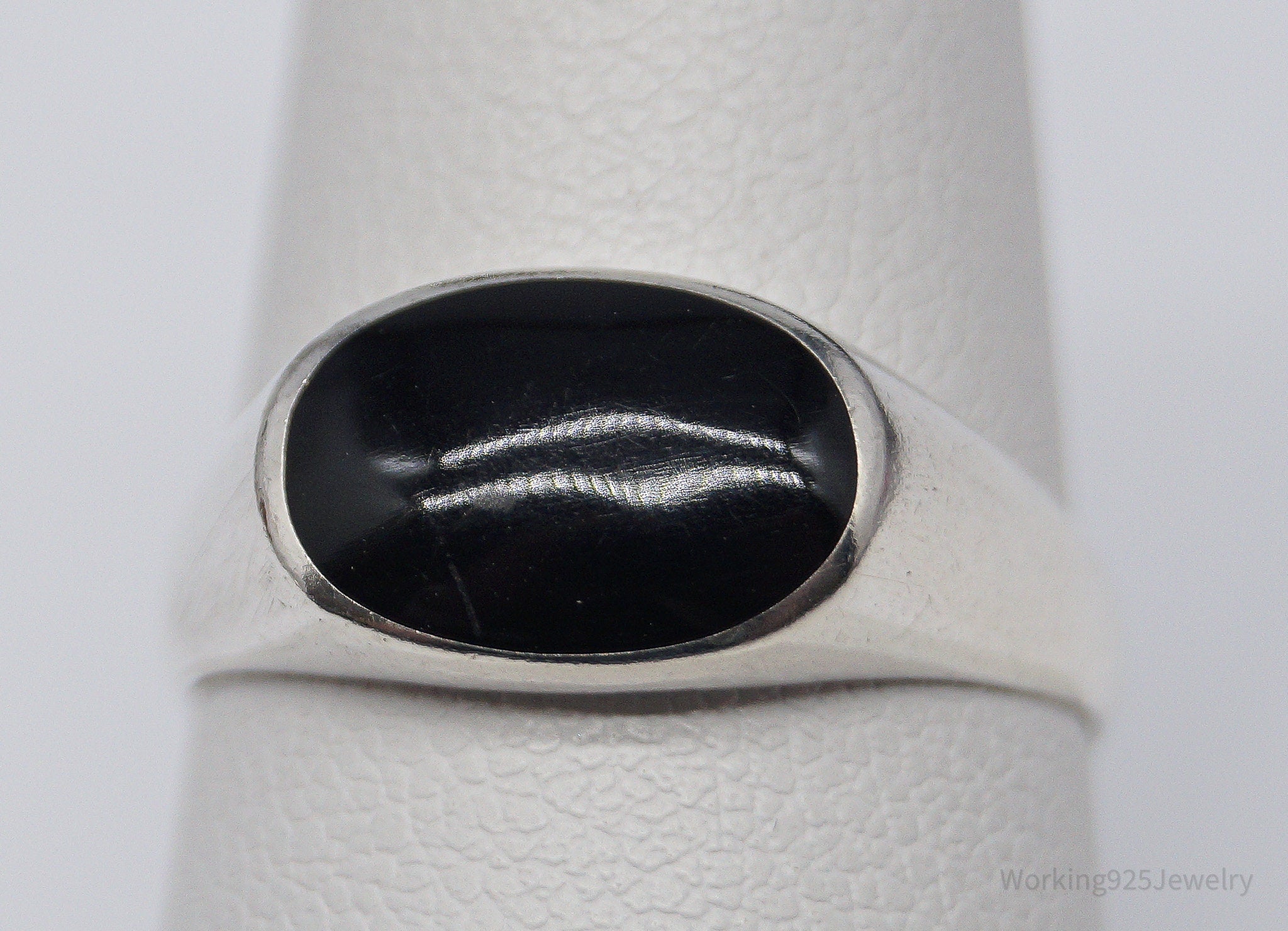 Vintage Black Onyx Sterling Silver Ring - Size 8