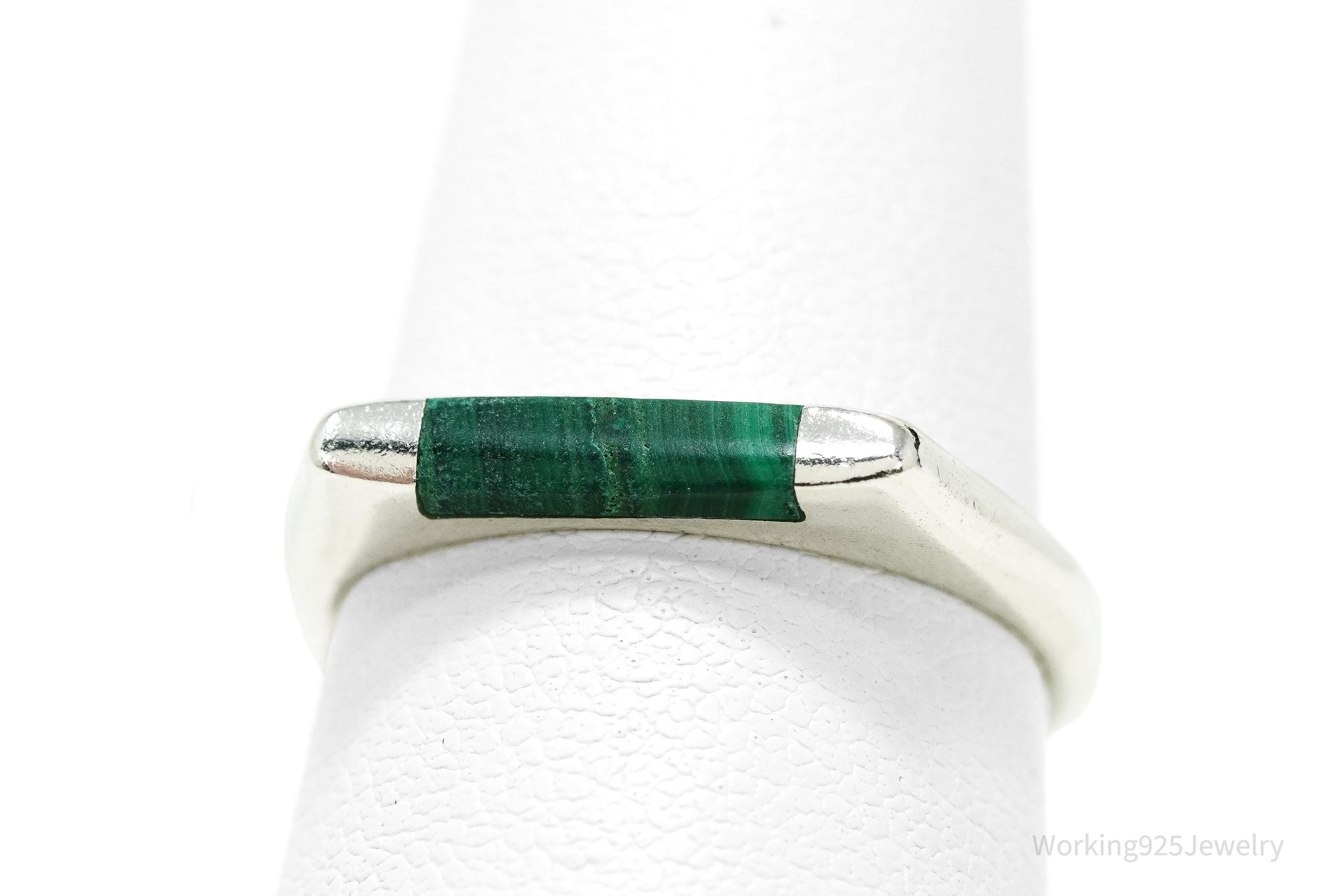 Vintage Malachite Sterling Silver Ring - Size 7