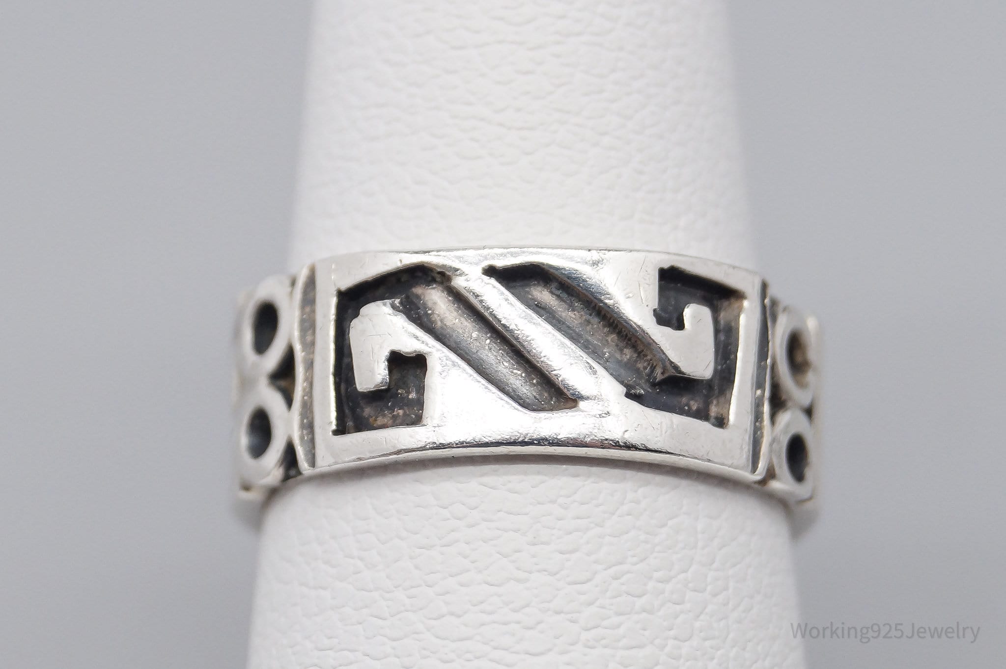 Vintage Mexico Modernist Sterling Silver Band Ring - Size 5.75