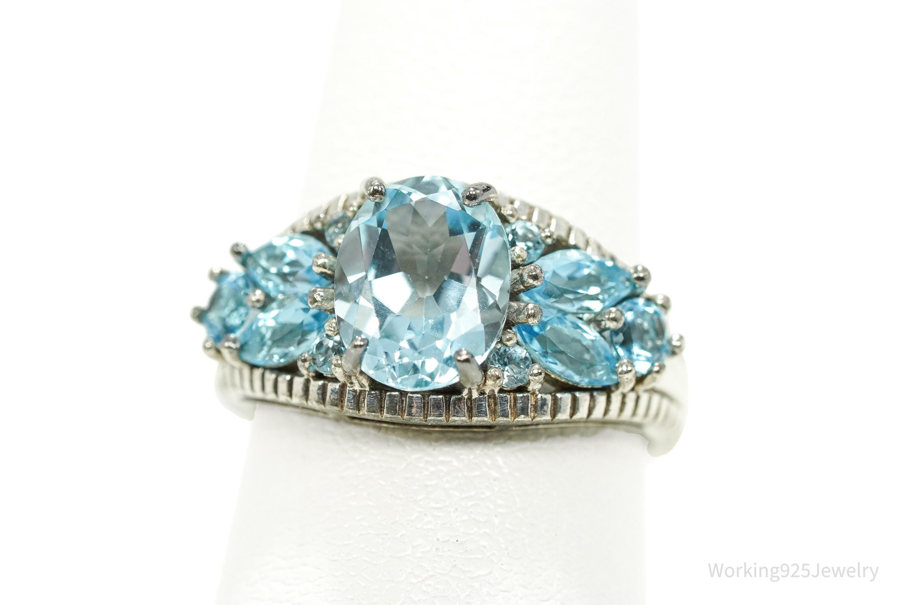 Vintage Blue Topaz Sterling Silver Ring - Size 5