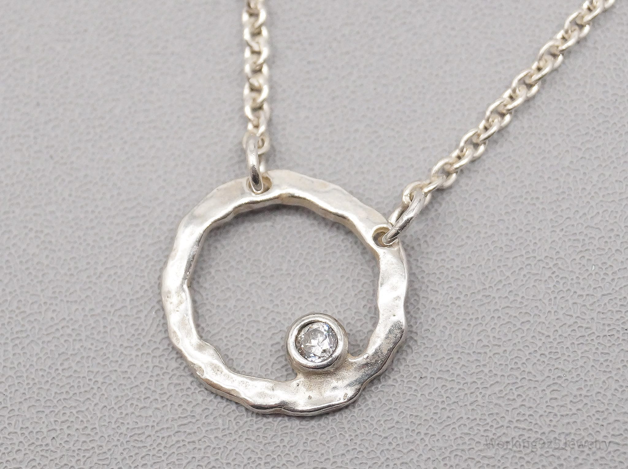 Vintage Silpada Orbiting Moon Cubic Zirconia Sterling Silver Necklace 16"