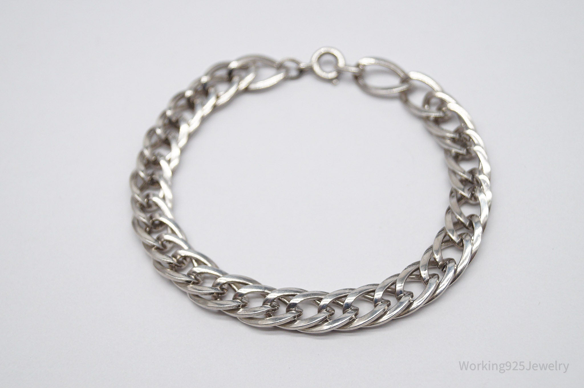 Vintage JB Mid Century Sterling Silver Chain Bracelet - 7.5"
