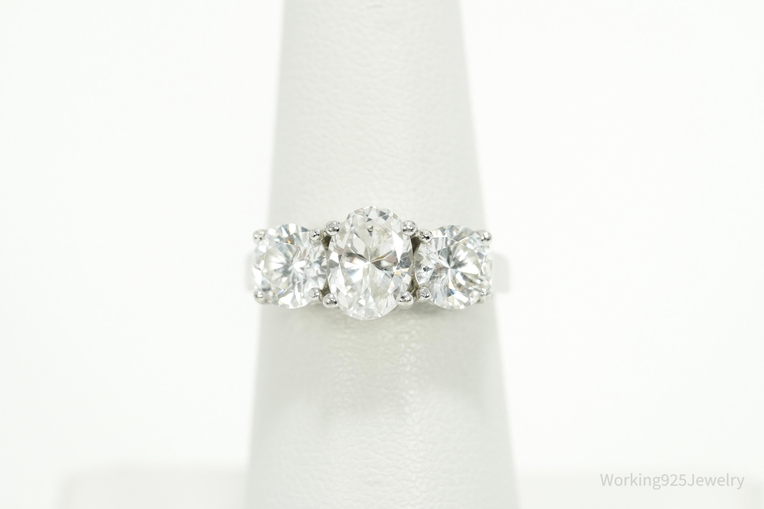 Vintage Cubic Zirconia Sterling Silver Ring - Size 6