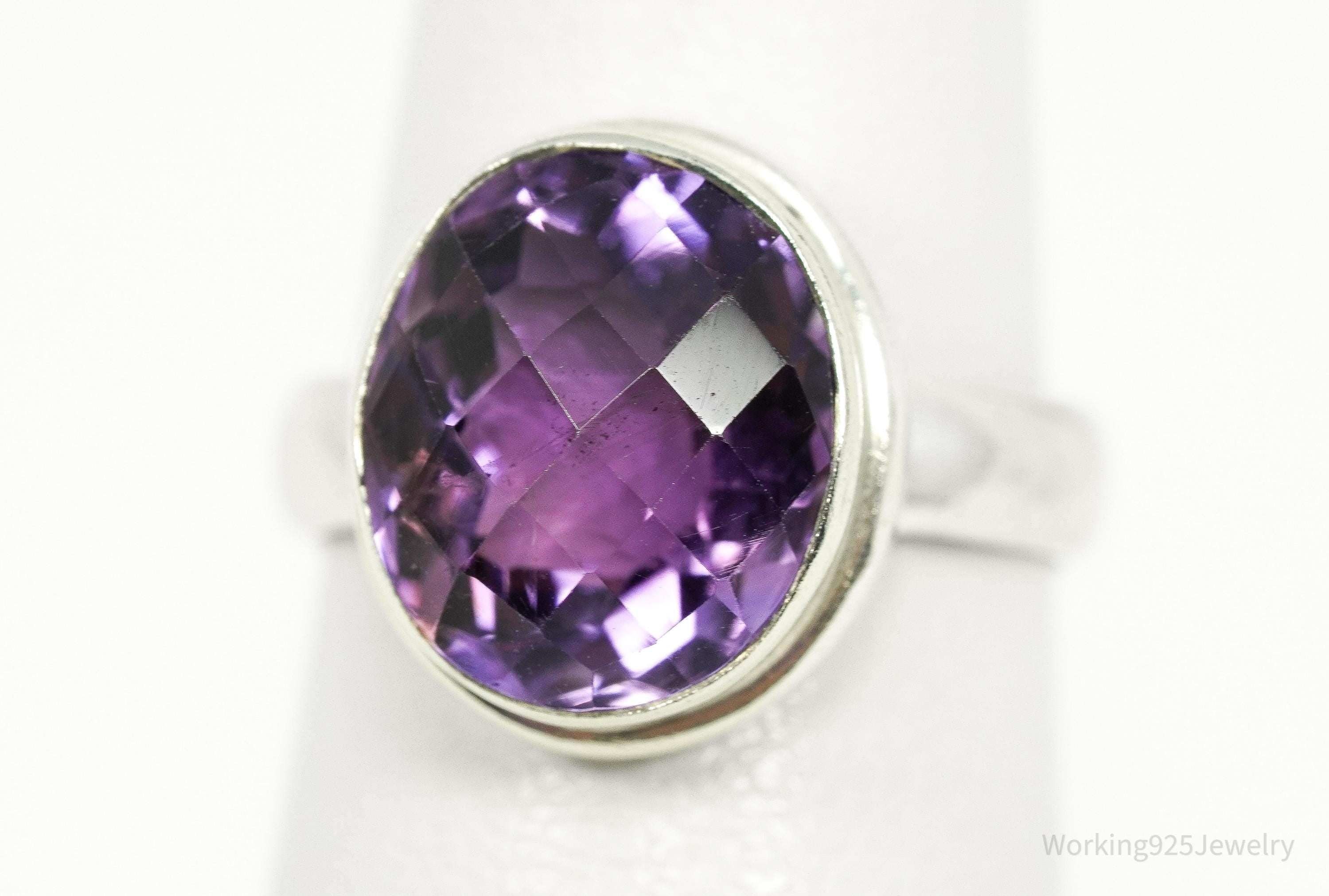 Vintage Amethyst Silver Ring - Size 6