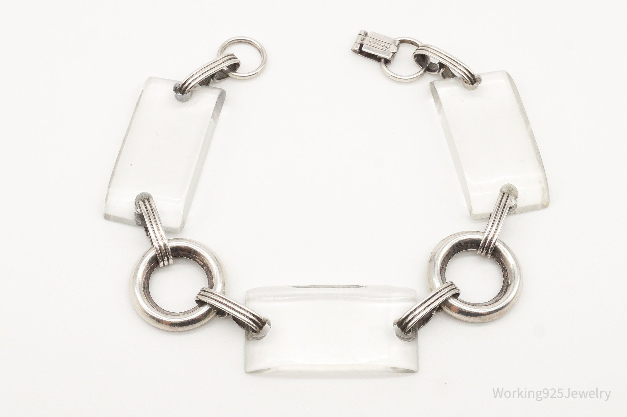 Rare Antique Lucite Sterling Silver Bracelet