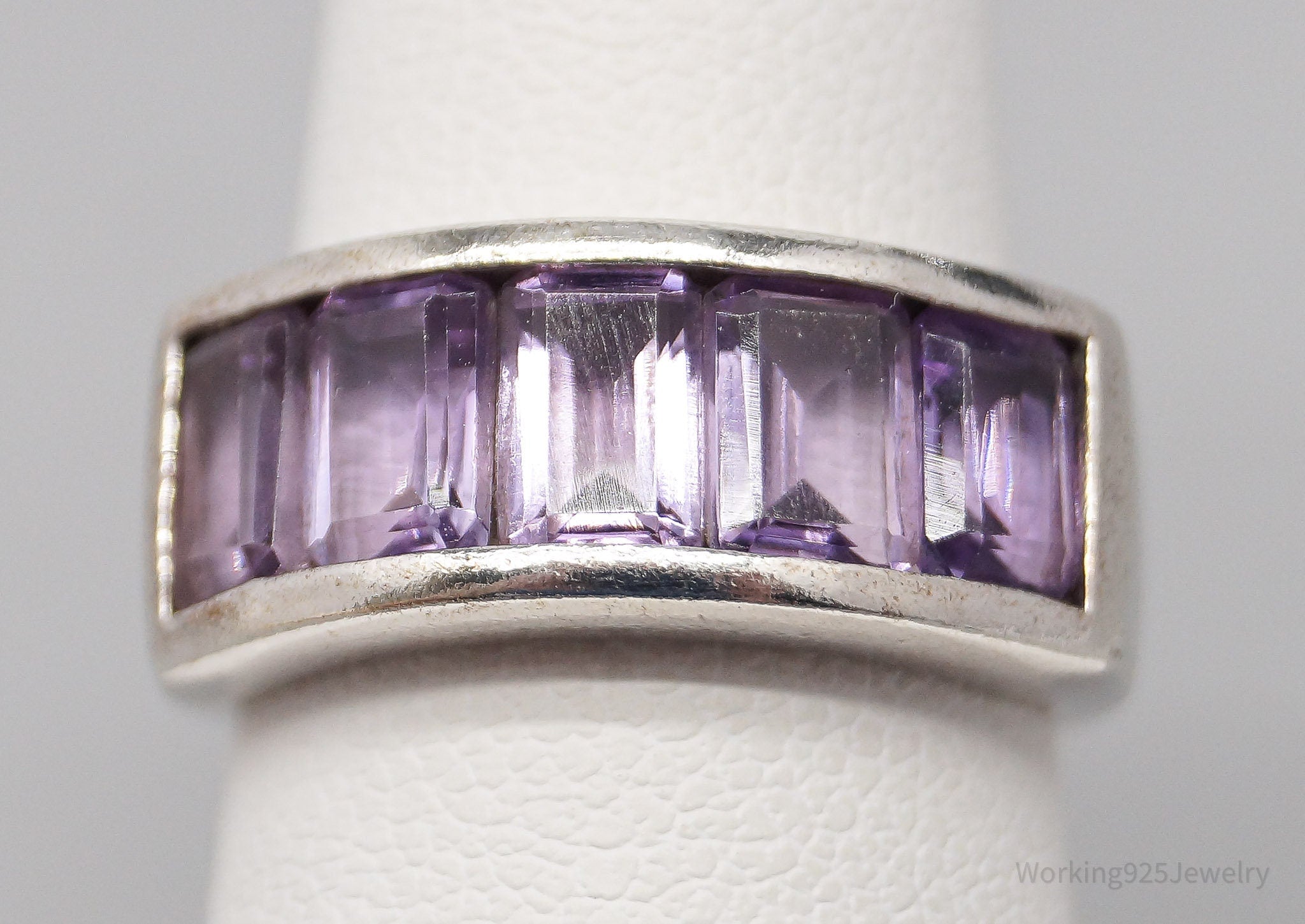 Vintage Designer RJ Amethyst Sterling Silver Ring - Size 6