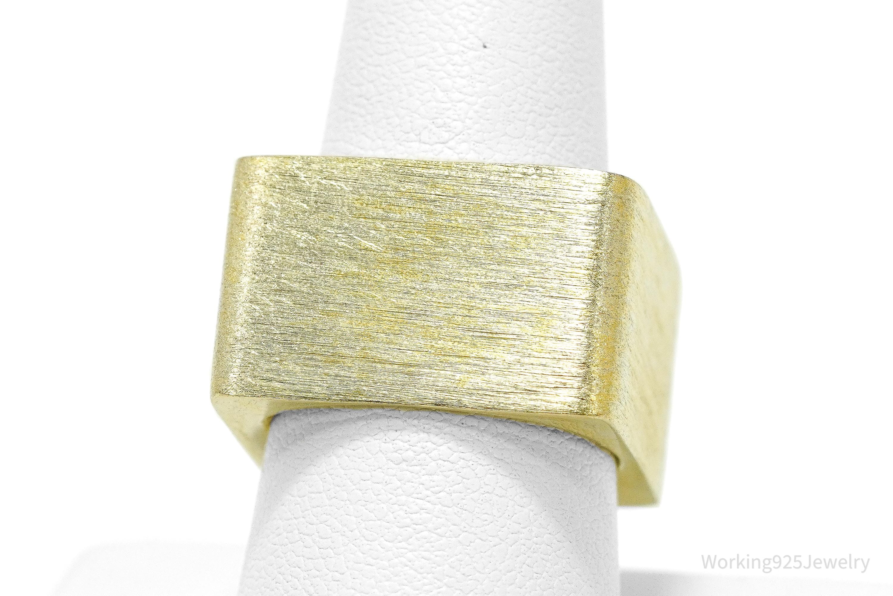 Vintage Italian Designer Itaor Gold Vermeil Sterling Silver Square Band Ring - Size 8.75