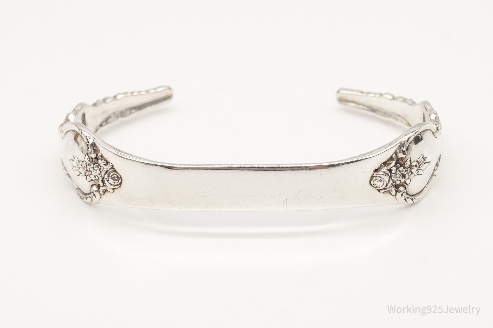 Antique Initials Name Plate International Sterling Silver Cuff Bracelet