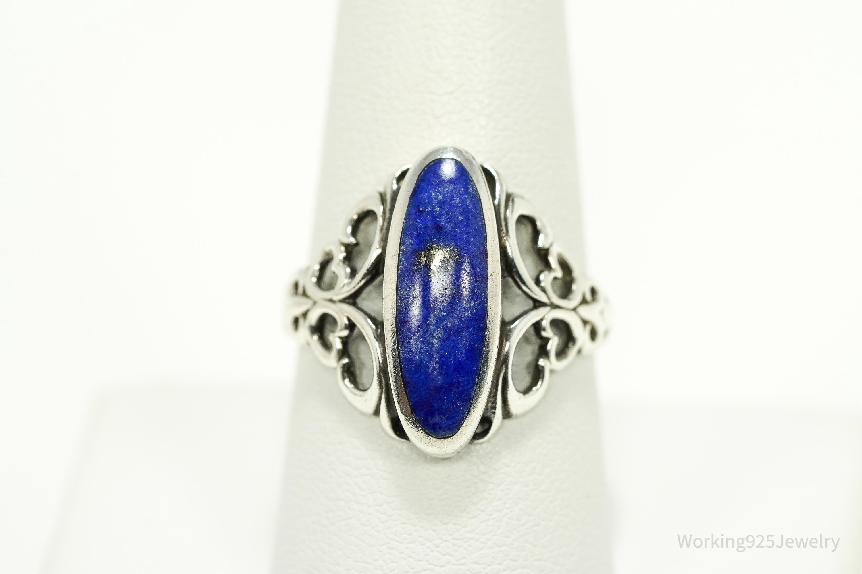 Vintage Designer Kabana Lapis Lazuli Sterling Silver Ring - Size 9