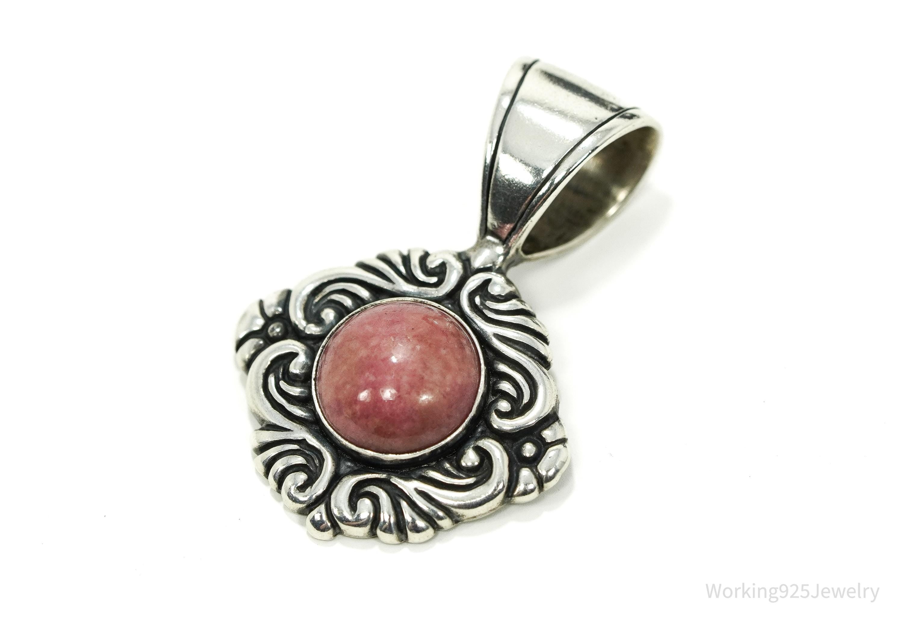 Vintage Western Style Rhodonite Sterling Silver Pendant