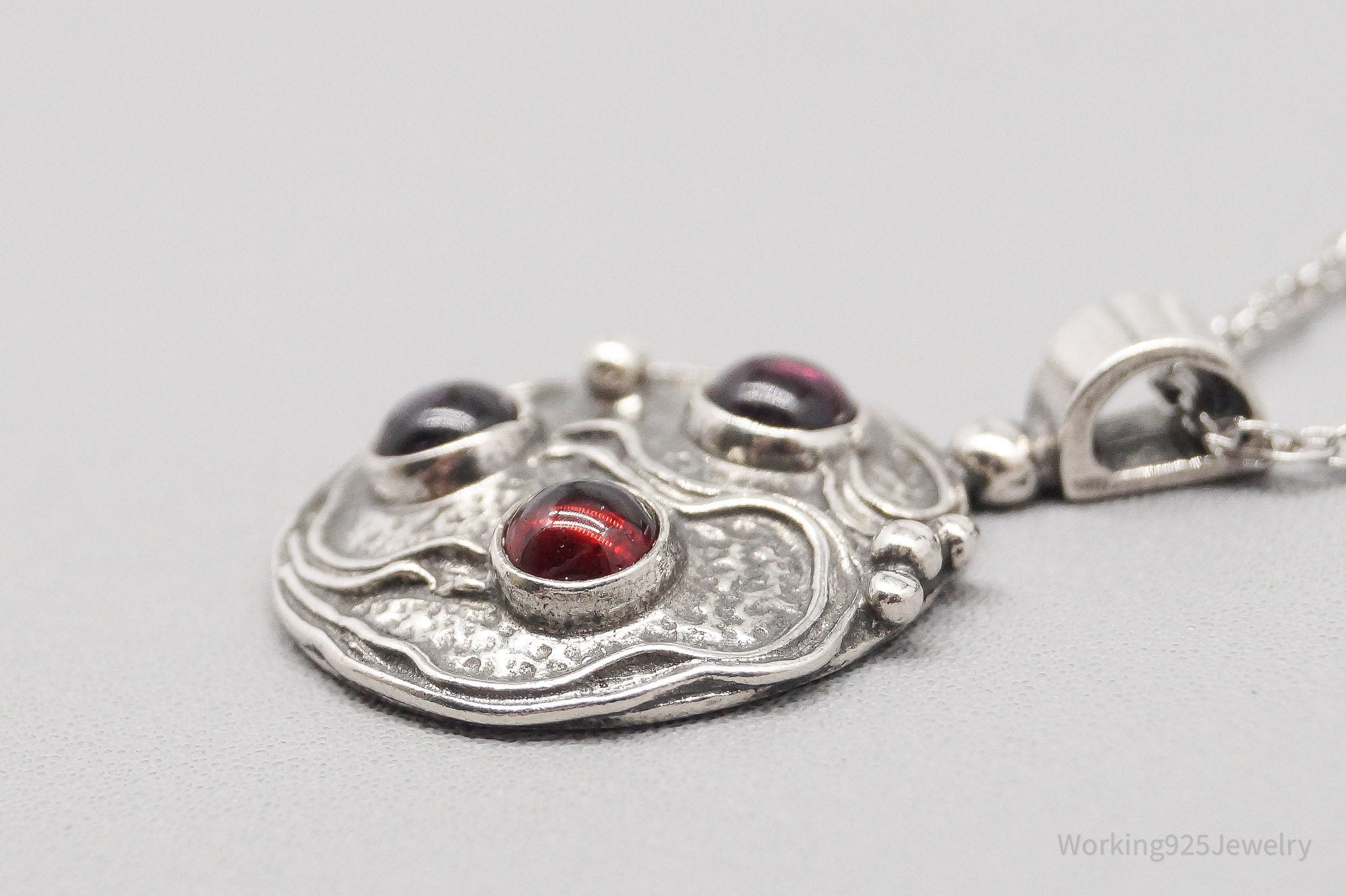 Vintage Rhodolite Garnet Sterling Silver Necklace - 18"