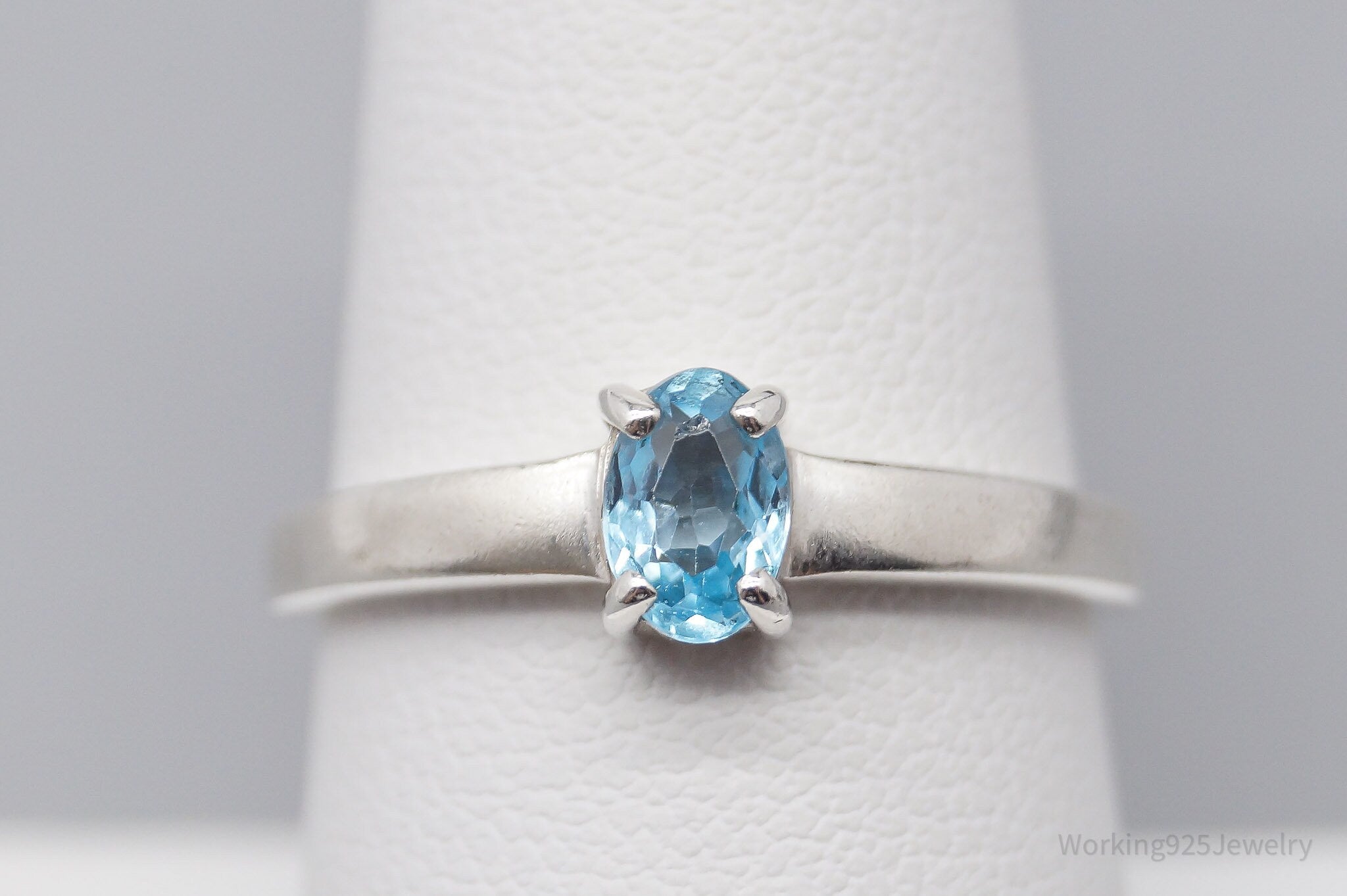 Vintage CNA Blue Topaz Sterling Silver Ring - Size 8