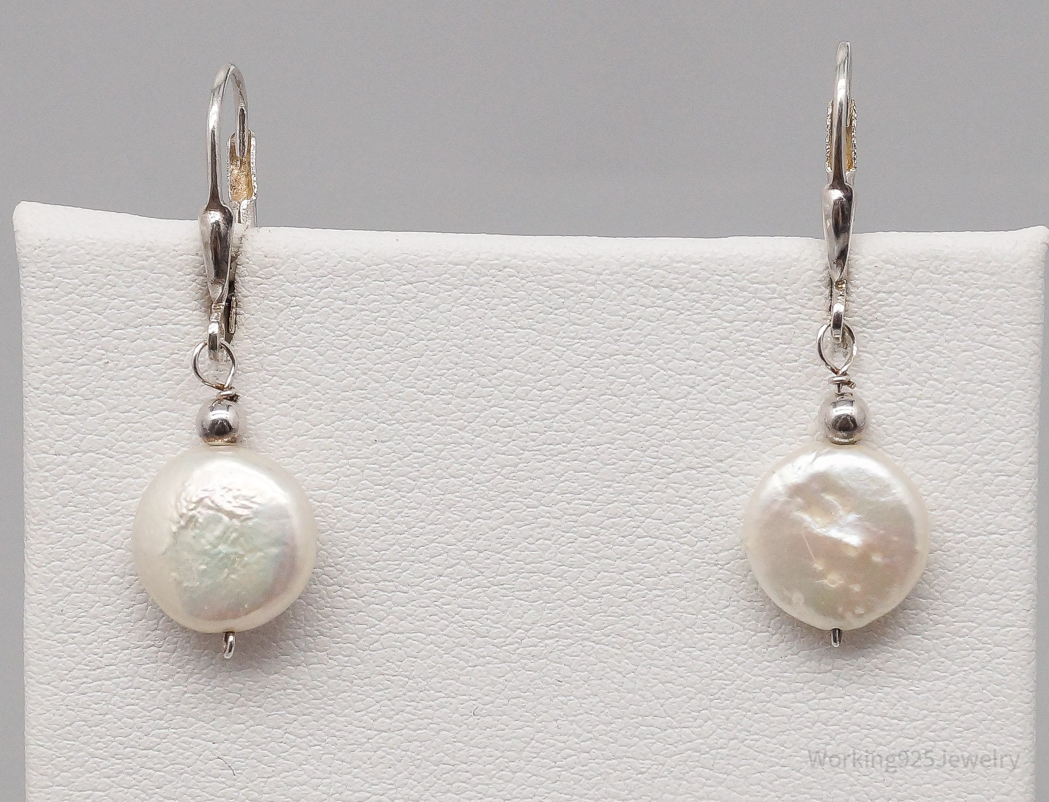 Vintage Coin Pearls Sterling Silver Earrings