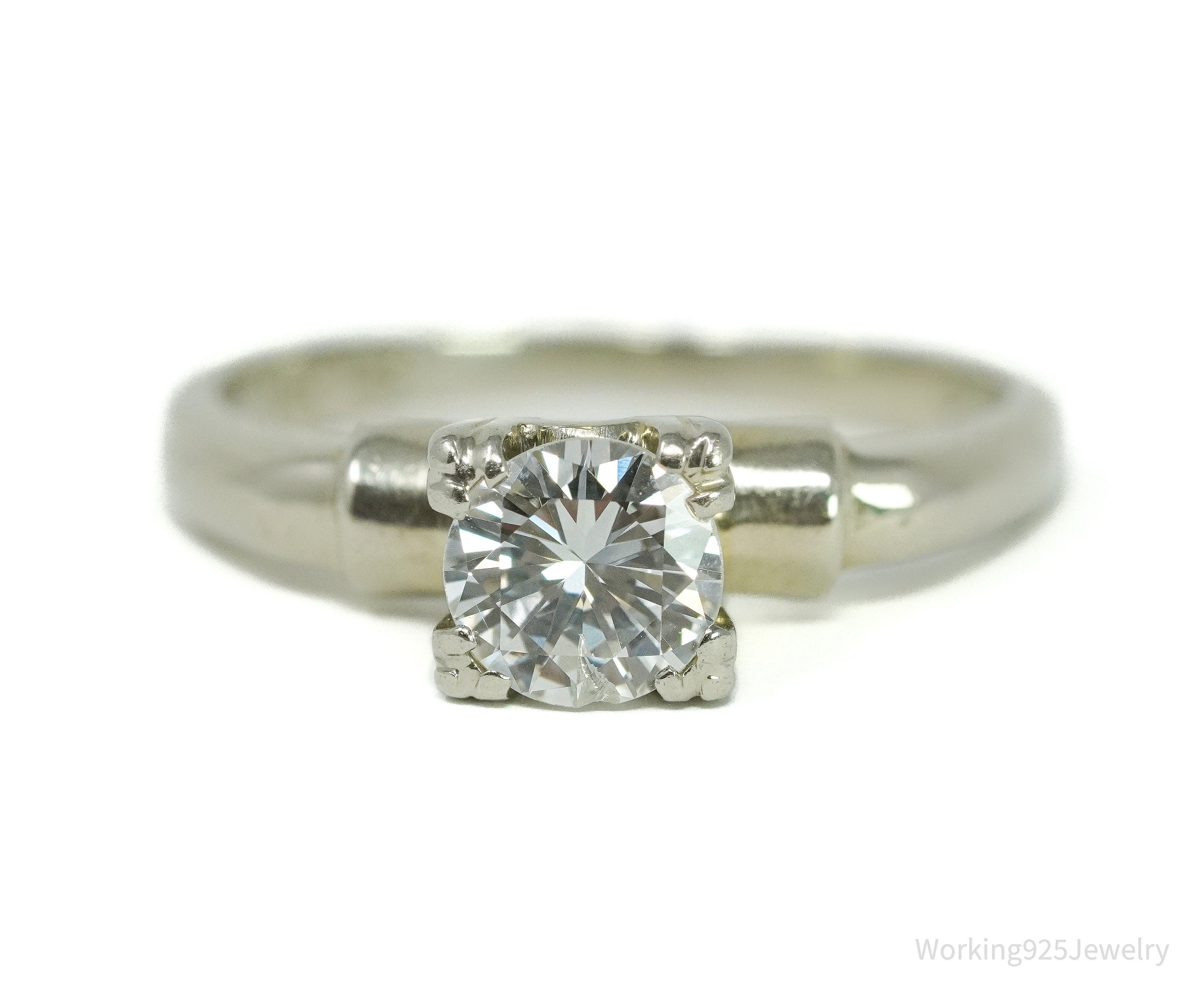 14K White Gold Diamond Ring Size - 5