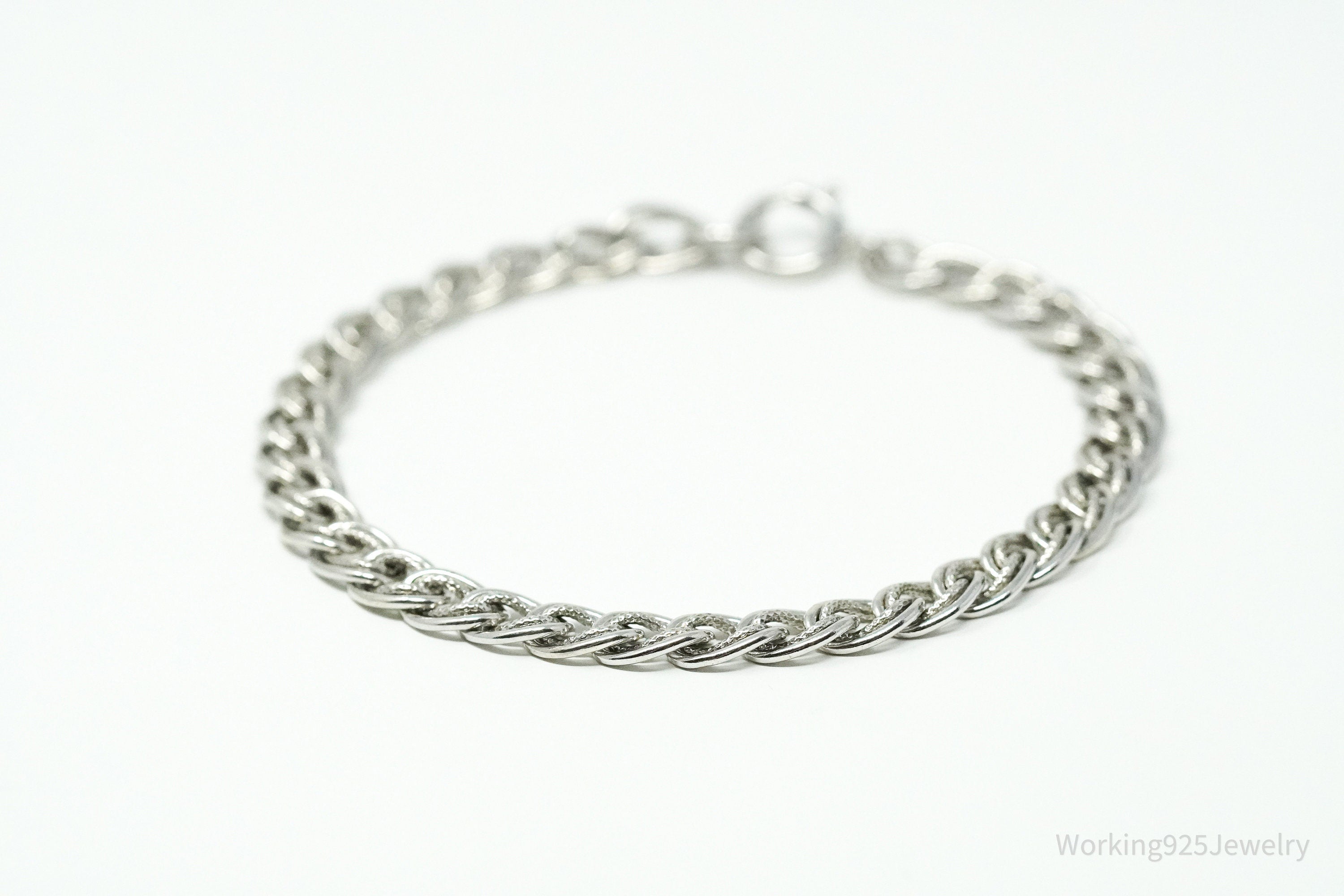 Vintage Danecraft Mid Century Sterling Silver Chain Bracelet 7.5"