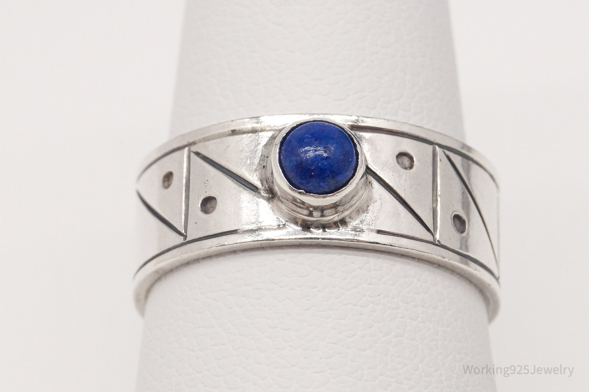 Vintage Lapis Lazuli Sterling Silver Ring - Size 8.5