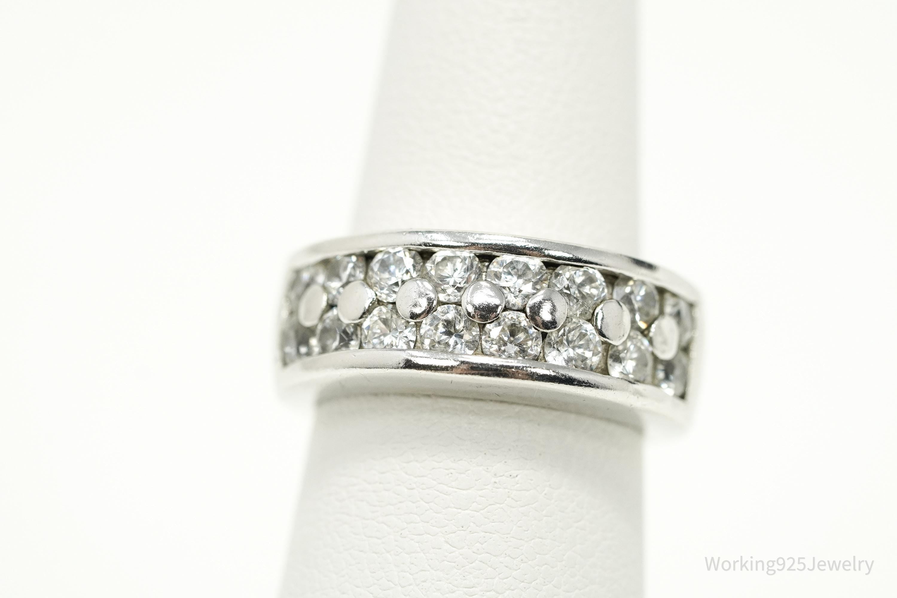 Vintage Cubic Zirconia Sterling Silver Ring - Size 6