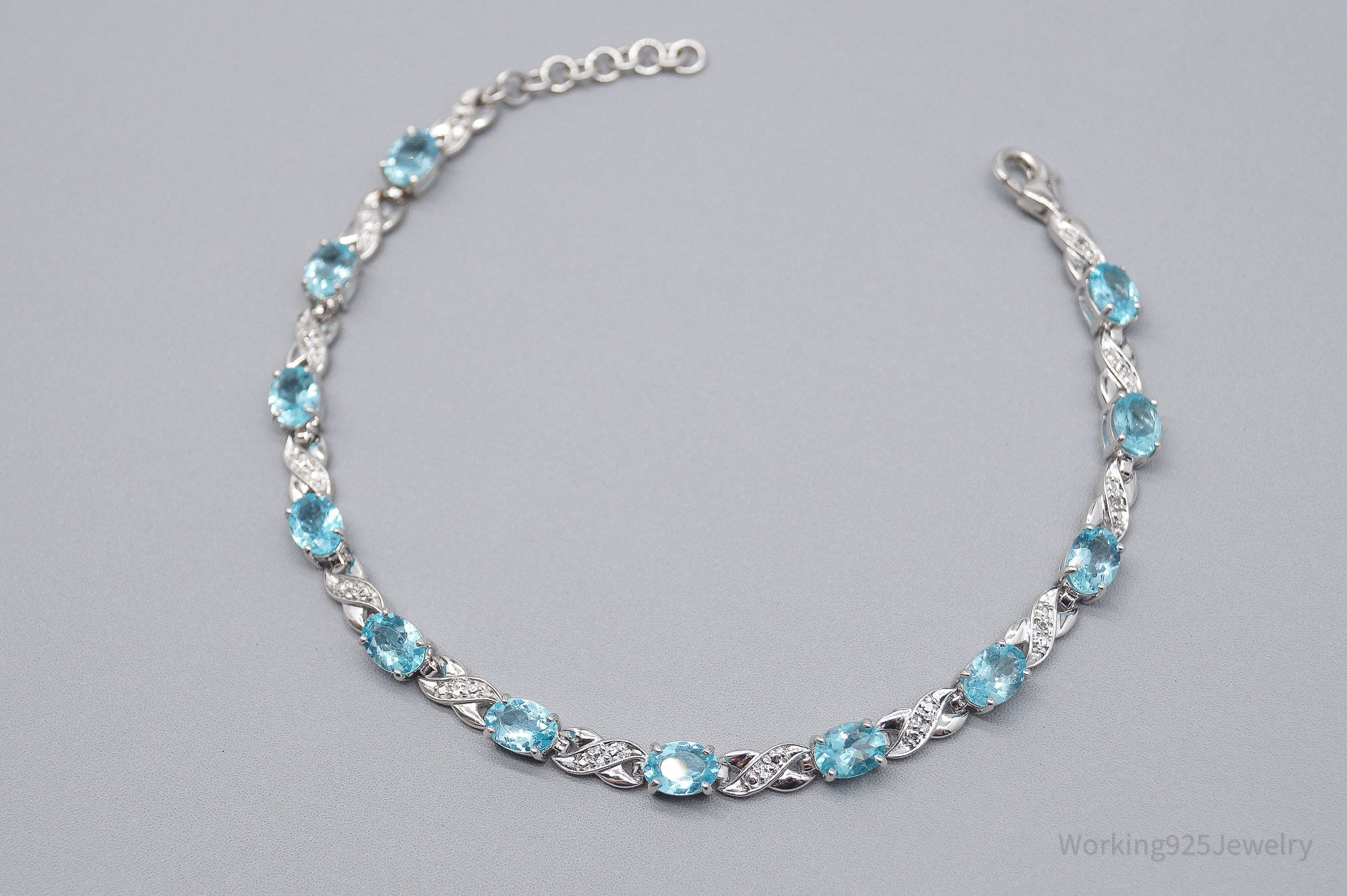 JTV TGGC Blue & White Topaz Sterling Silver Bracelet / Anklet