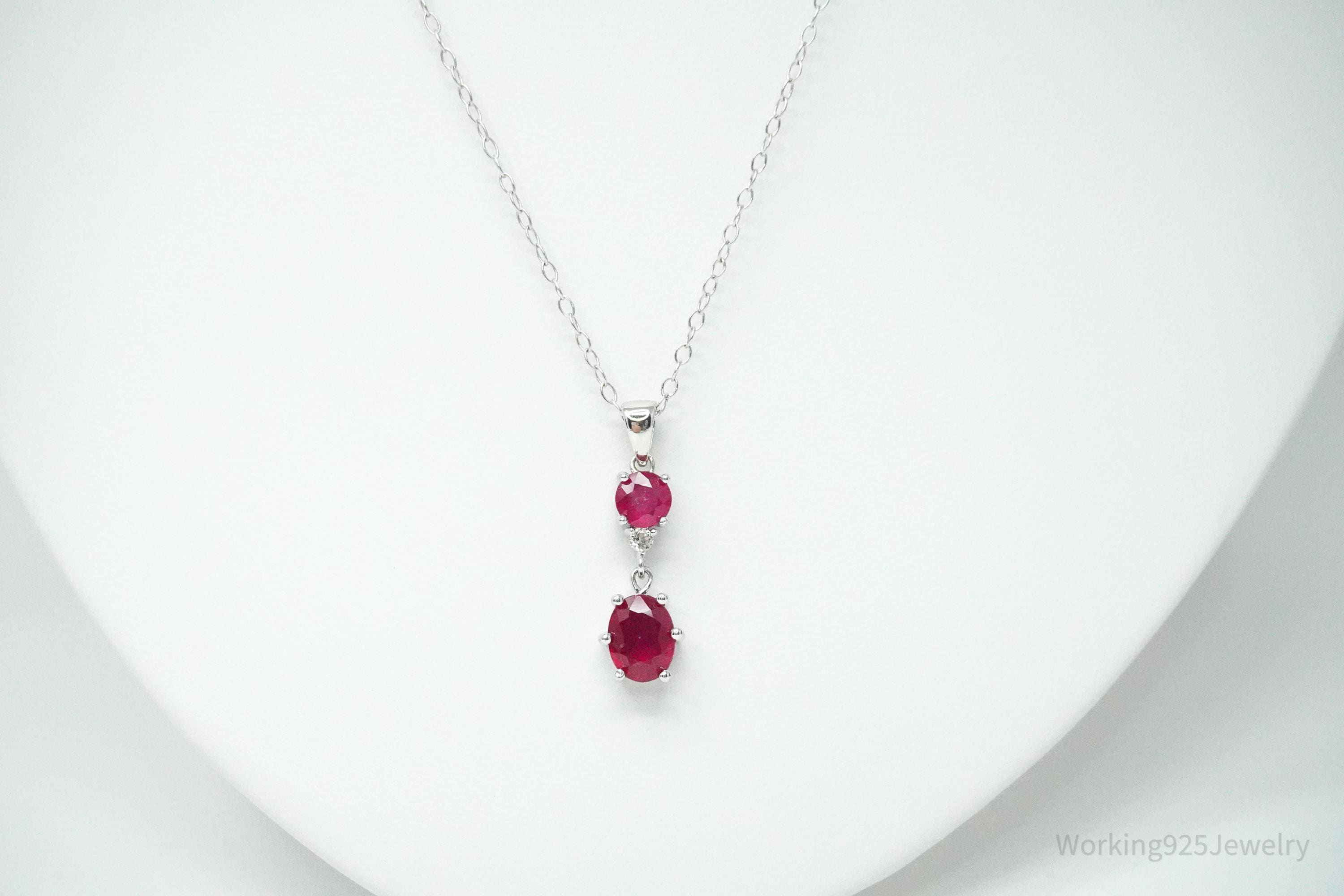 JTV's TGGC Ruby & White Topaz Sterling Silver Necklace 18"