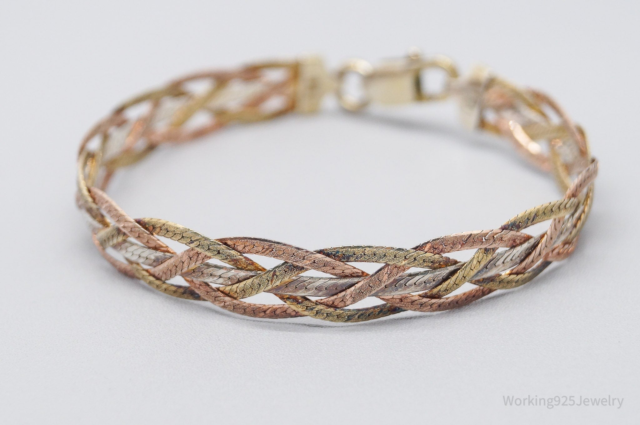 VTG Italian Designer MILOR Rose & Yellow Gold Vermeil Sterling Silver Bracelet