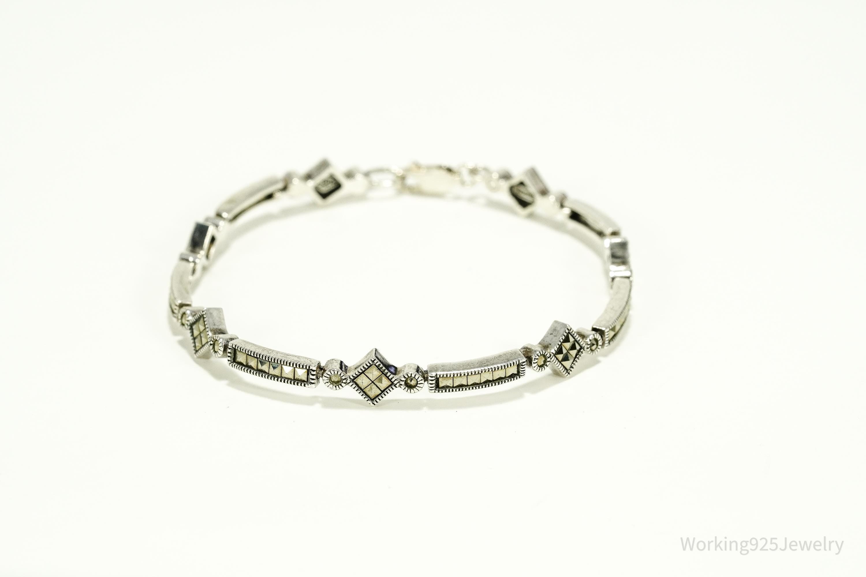 Vintage Judith Jack Marcasite Sterling Silver Bracelet 7 3/8"