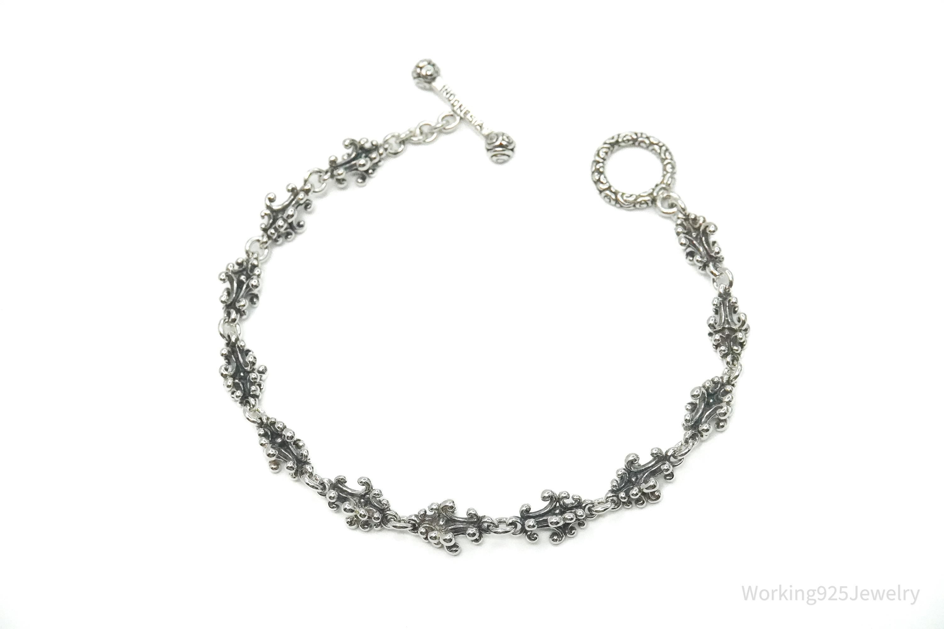 Novica Indonesia NV Balinese Crest Sterling Silver Toggle Bracelet - 7 5/8"