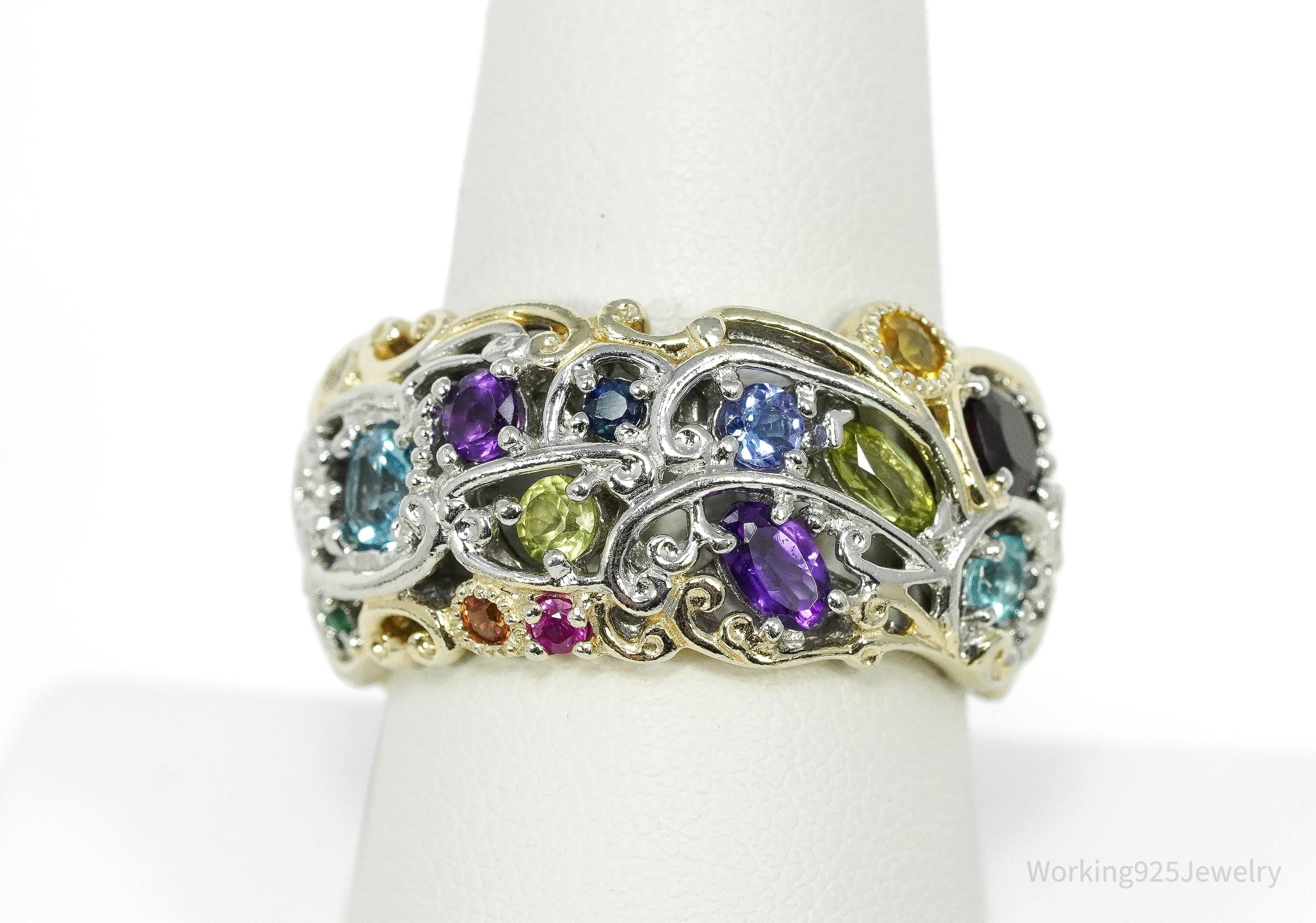 Michael Valitutti Gems en Vogue Multi Gemstone Carnival Sterling Silver Ring - Size 9.5