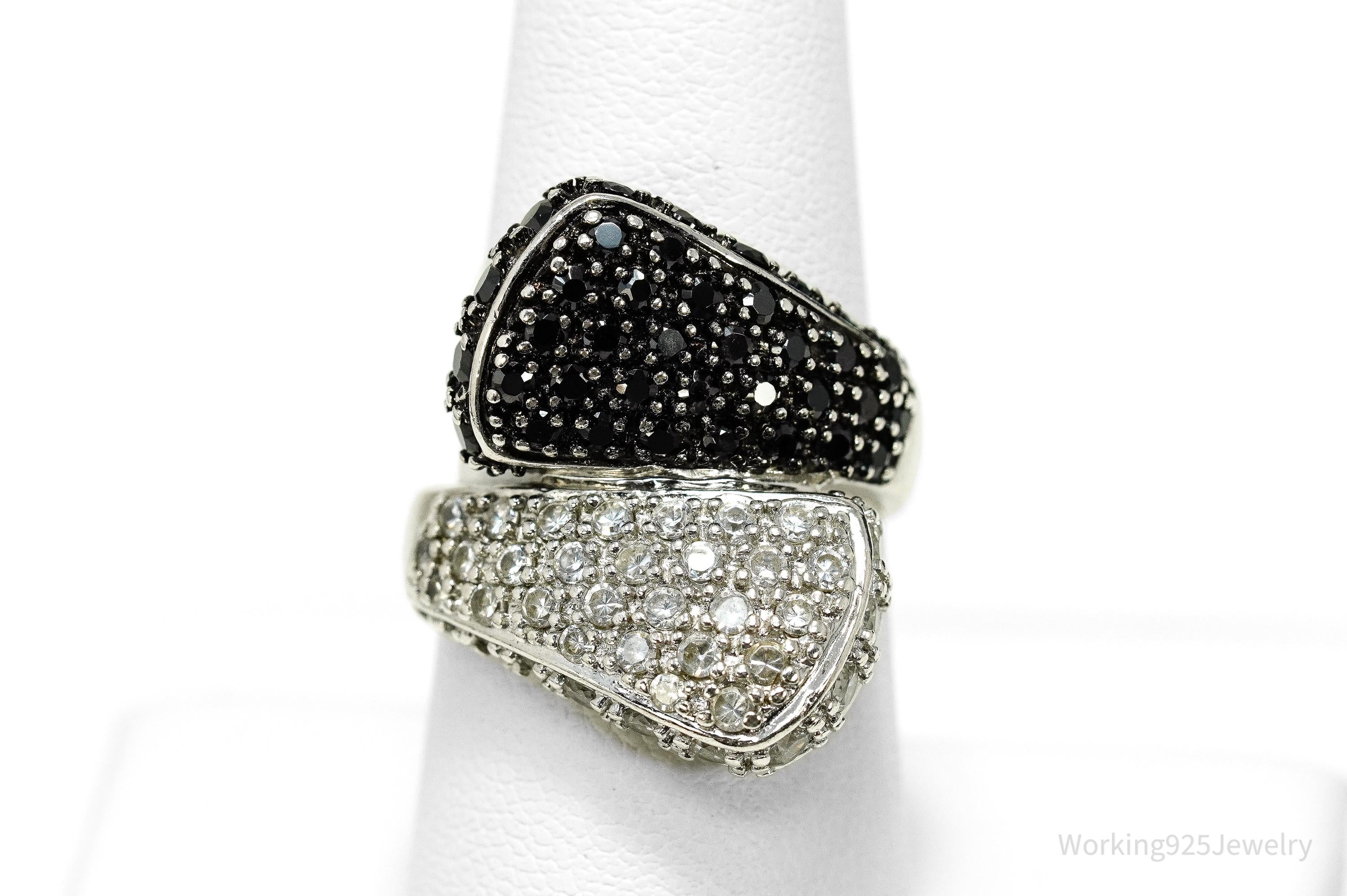 VTG Ross Simons Cubic Zirconia Black Spinel Sterling Silver Ring Size 7.75