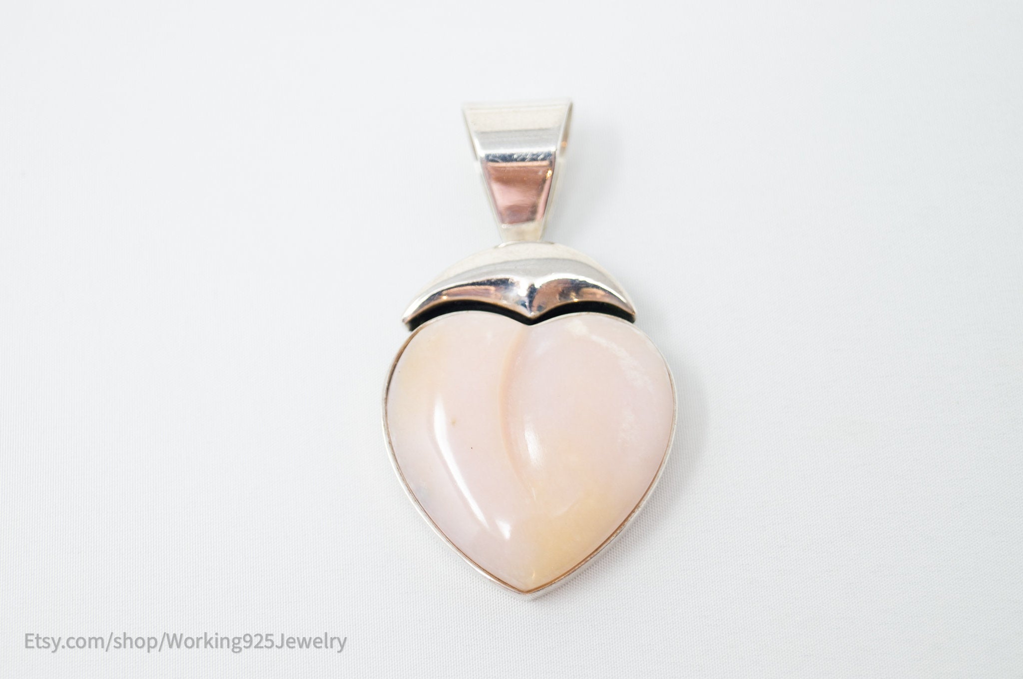 Vtg Designer Desert Rose Trading Pink Quartz Sterling Silver Necklace Pendant