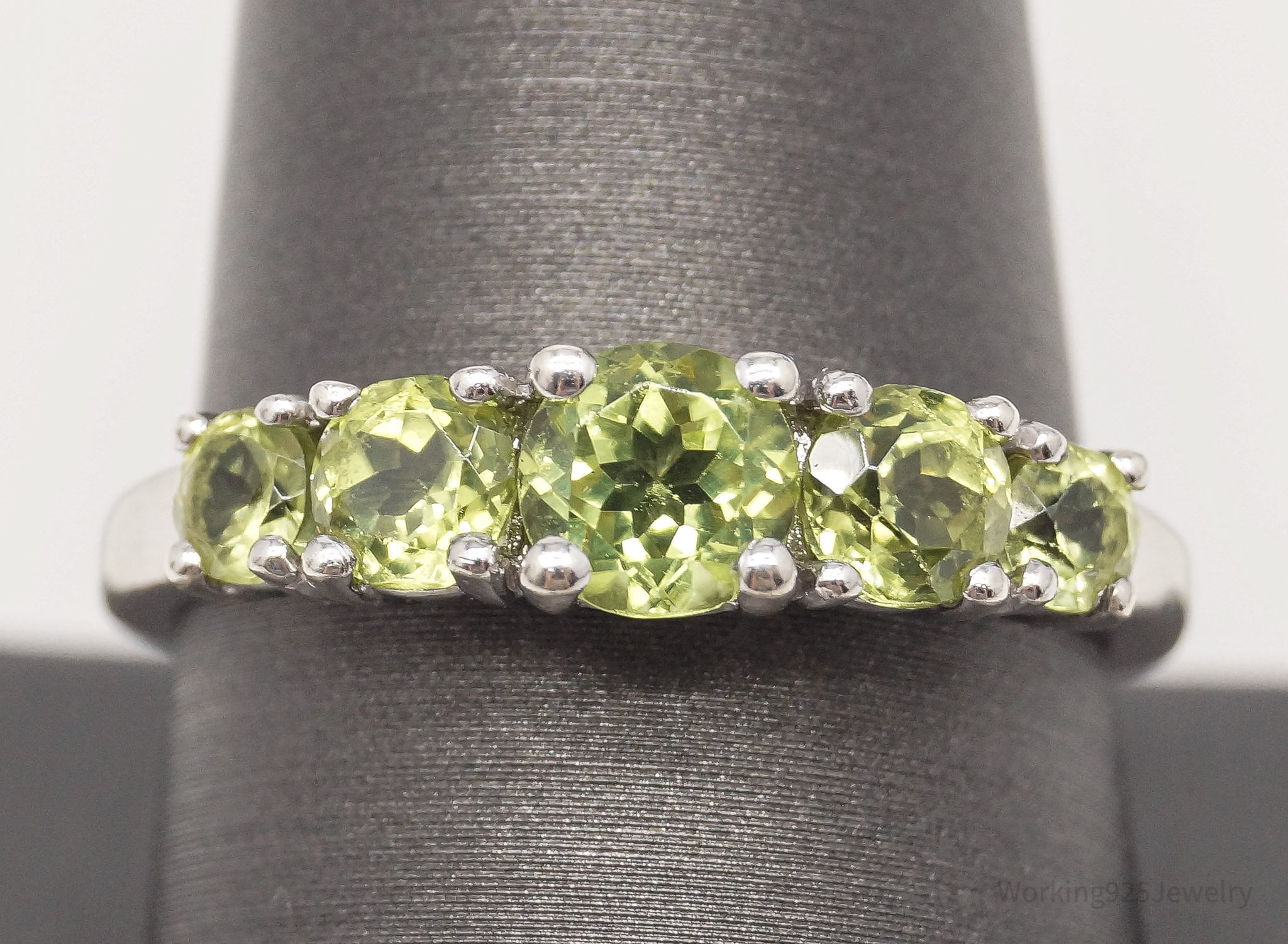 Vintage Peridot Sterling Silver Ring - Size 10