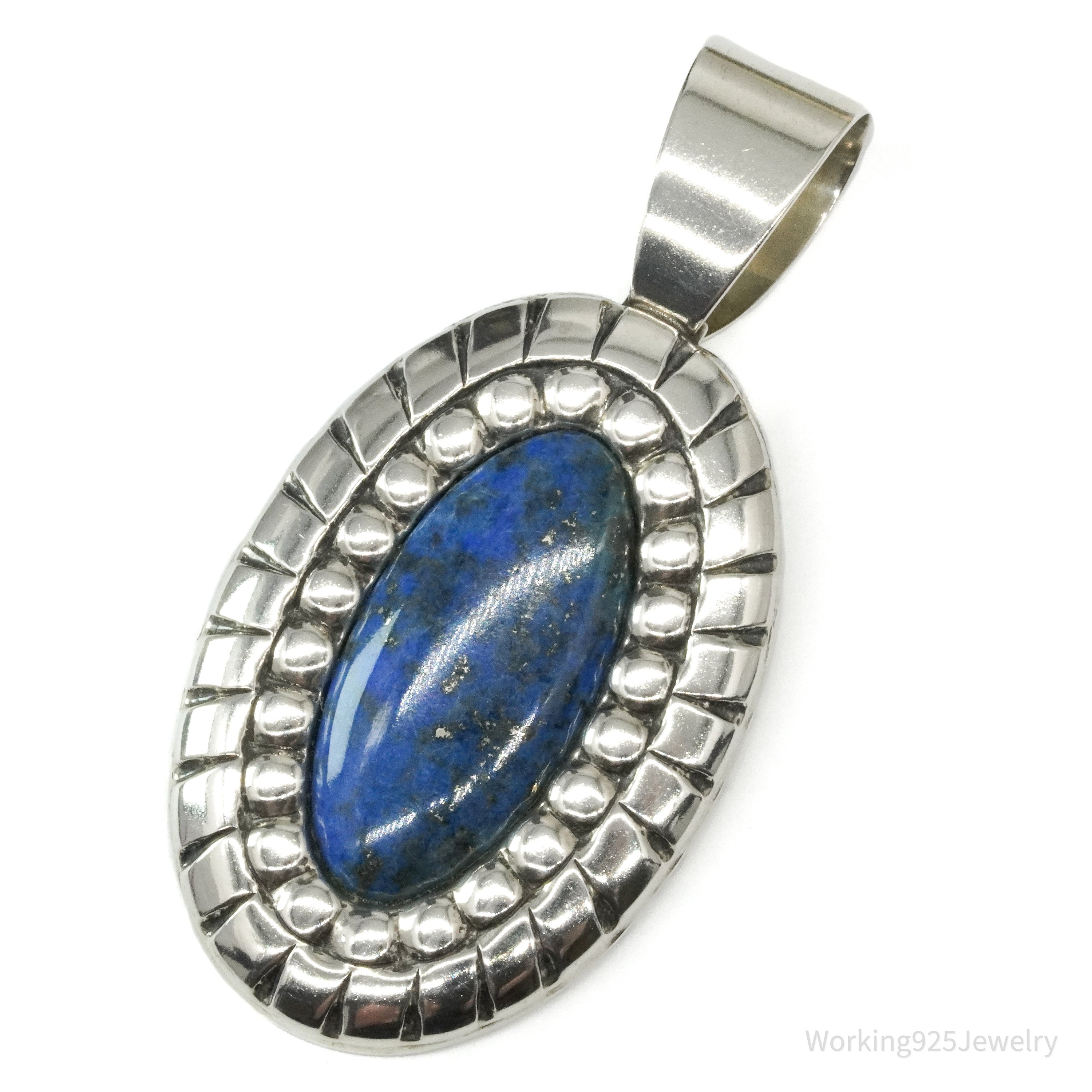 Large Vintage Carolyn Pollack Relios Lapis Lazuli Sterling Silver Pendant