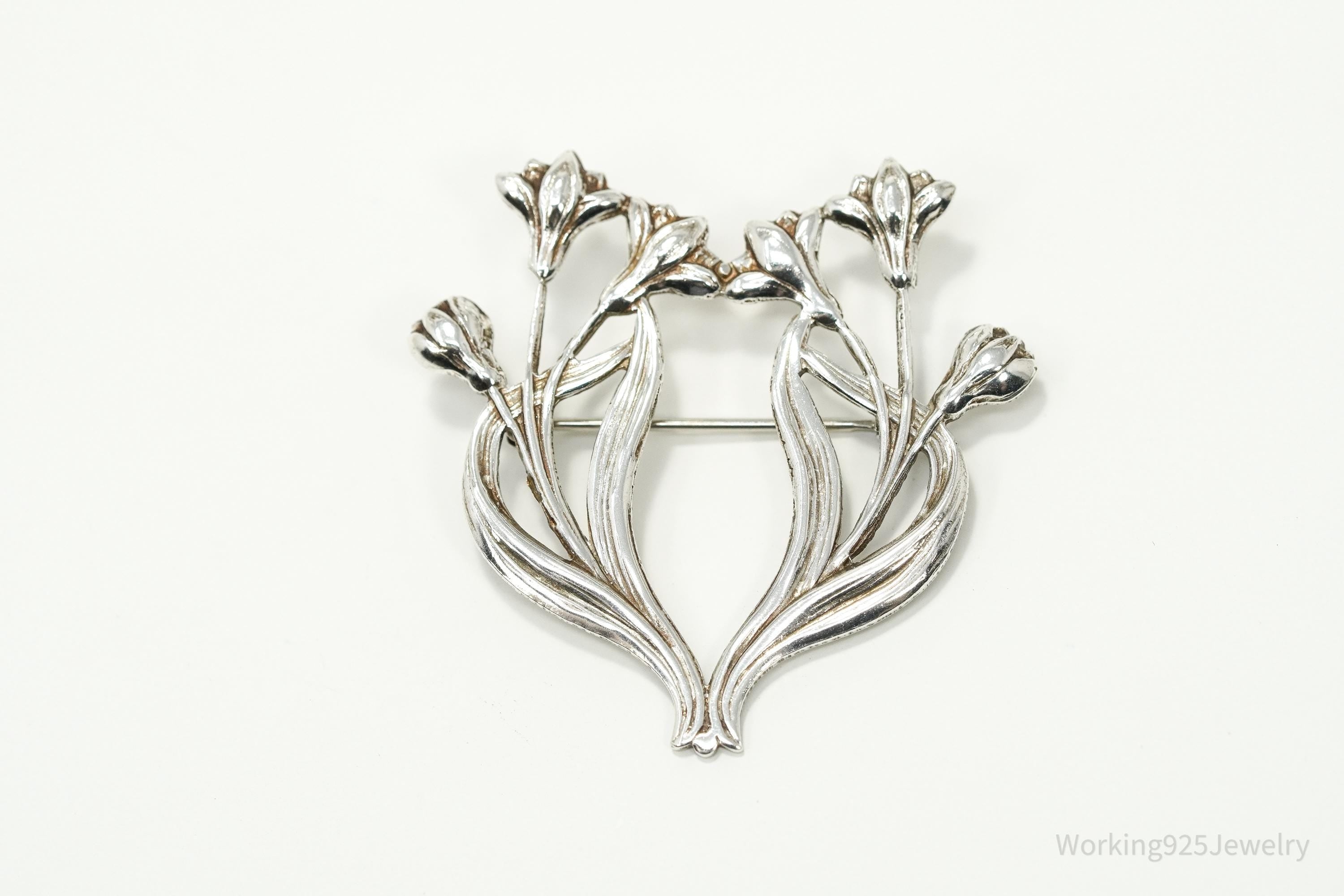 Vintage Art Nouveau Style Silver Brooch Pin