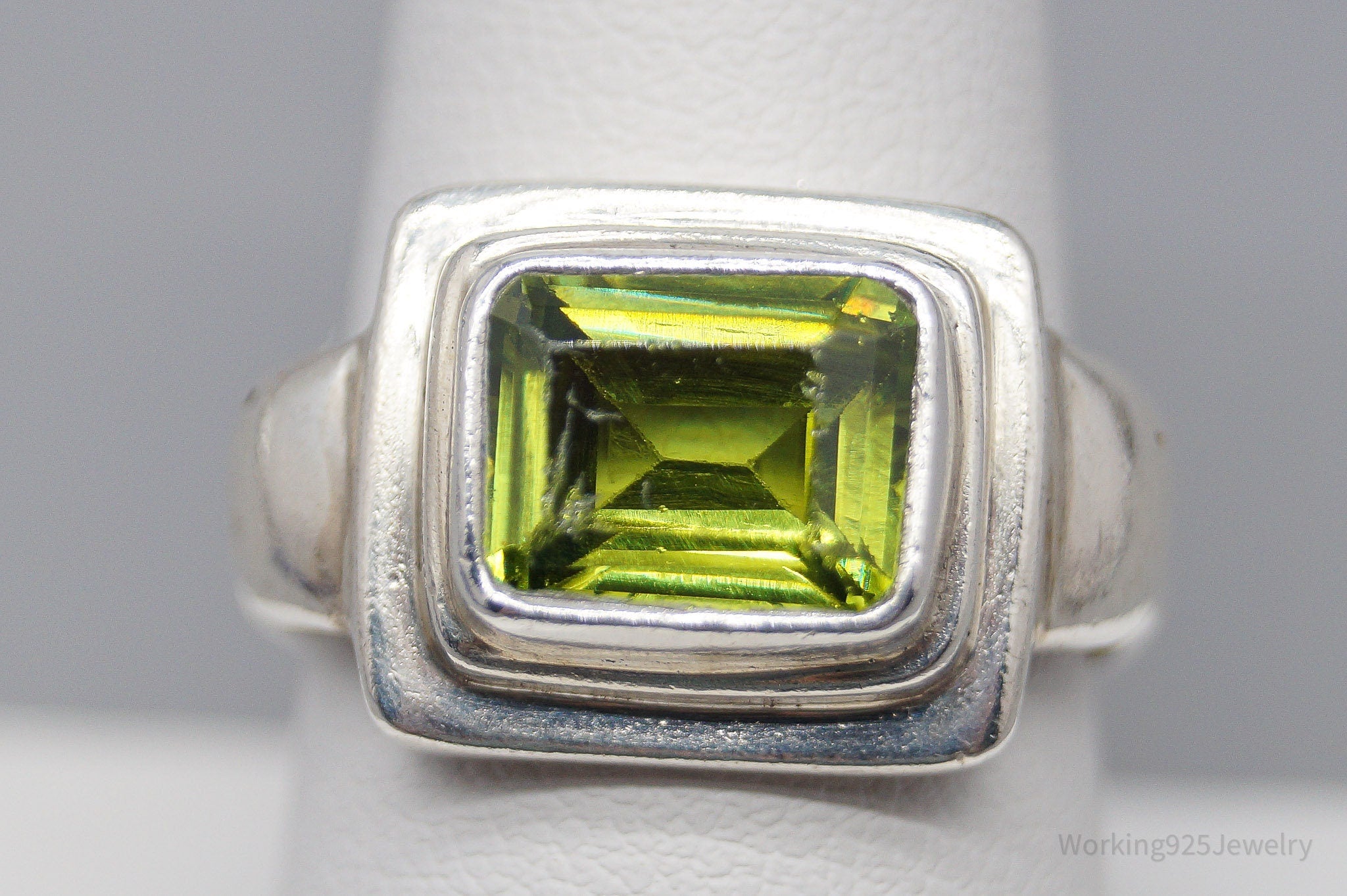 Vintage Peridot Sterling Silver Ring - Size 9.25