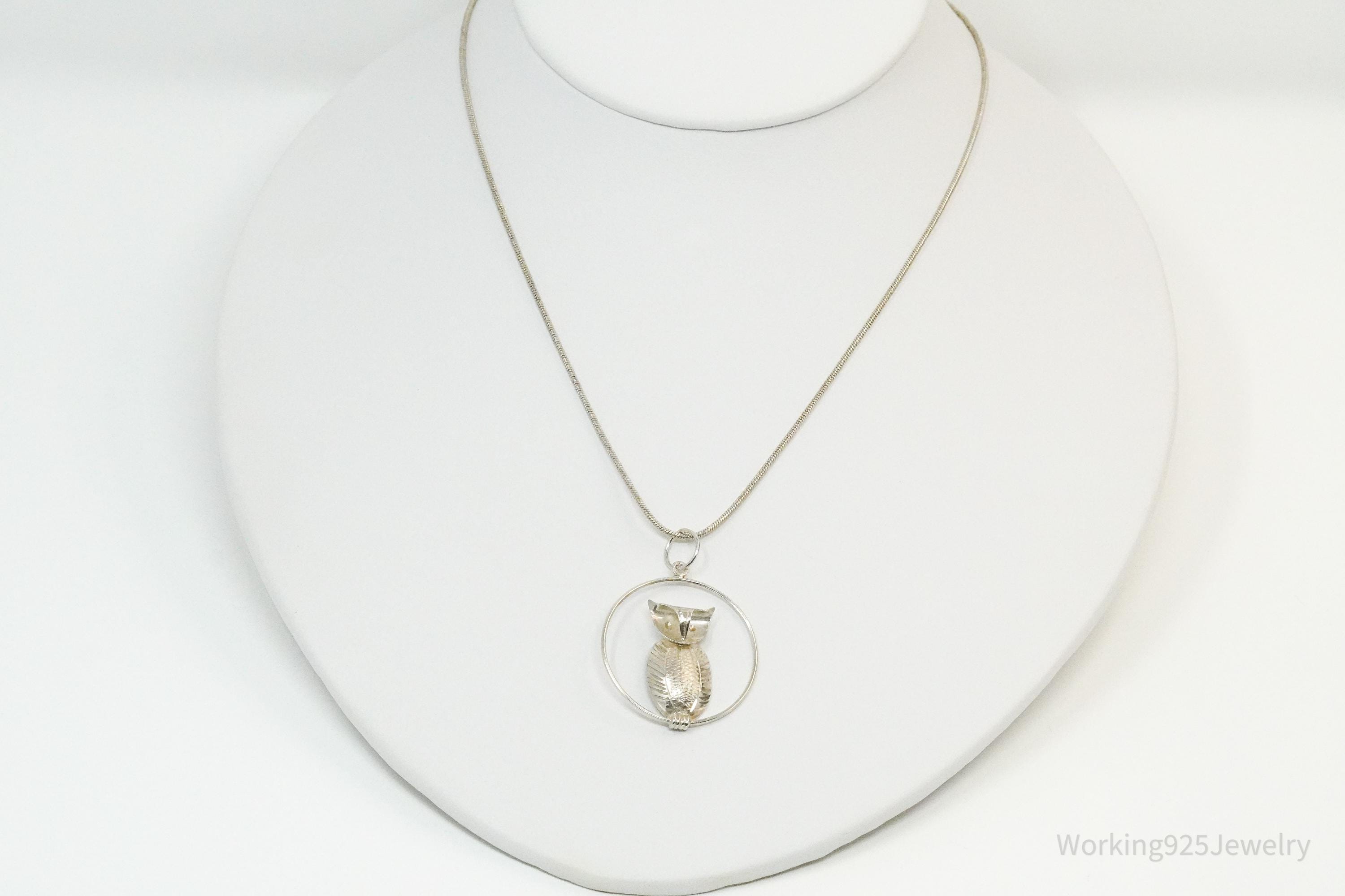 Vintage Owl Sterling Silver Necklace 20"