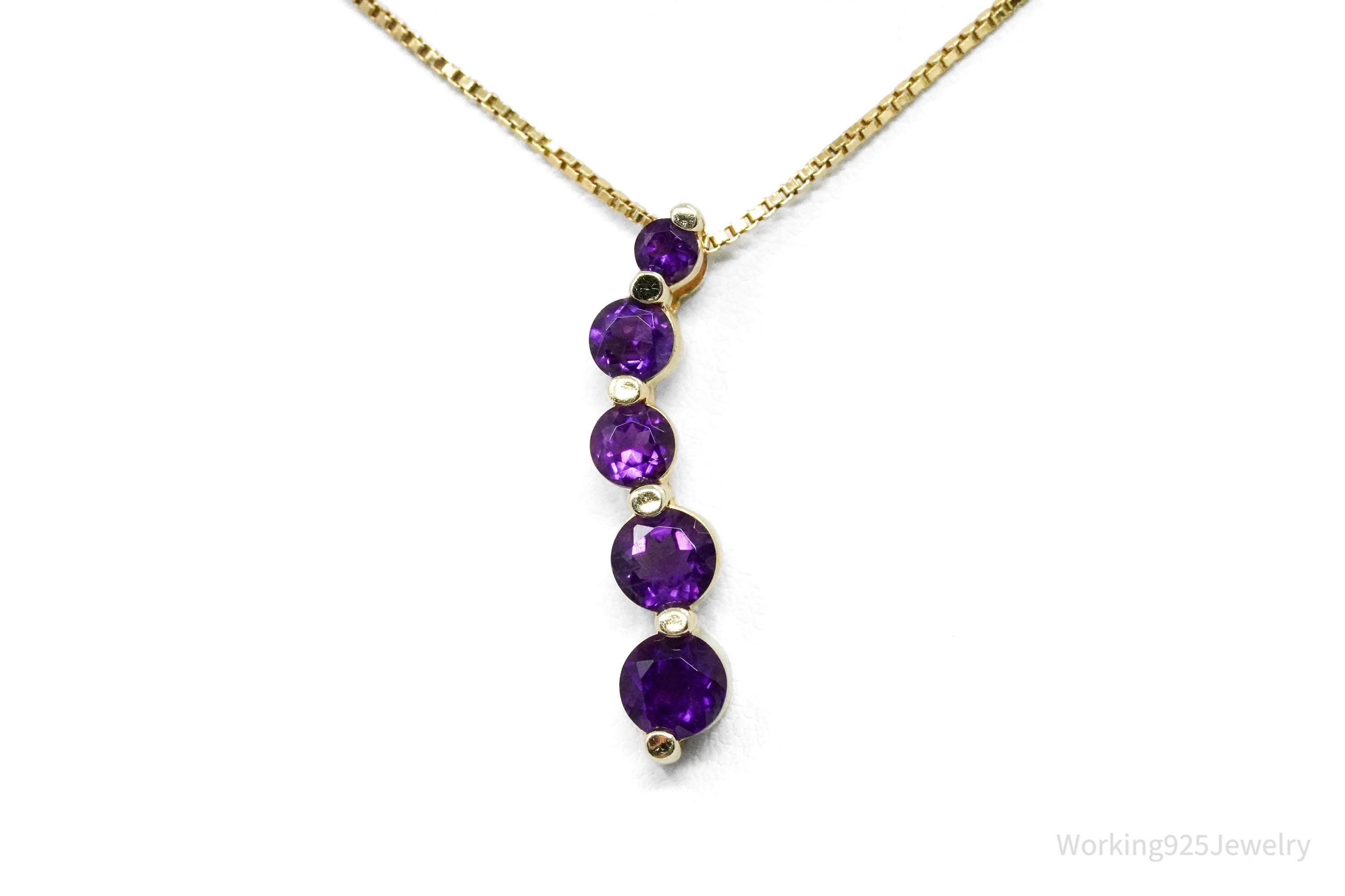 Vintage Ross Simons Amethyst Gold Vermeil Sterling Silver Necklace 18"