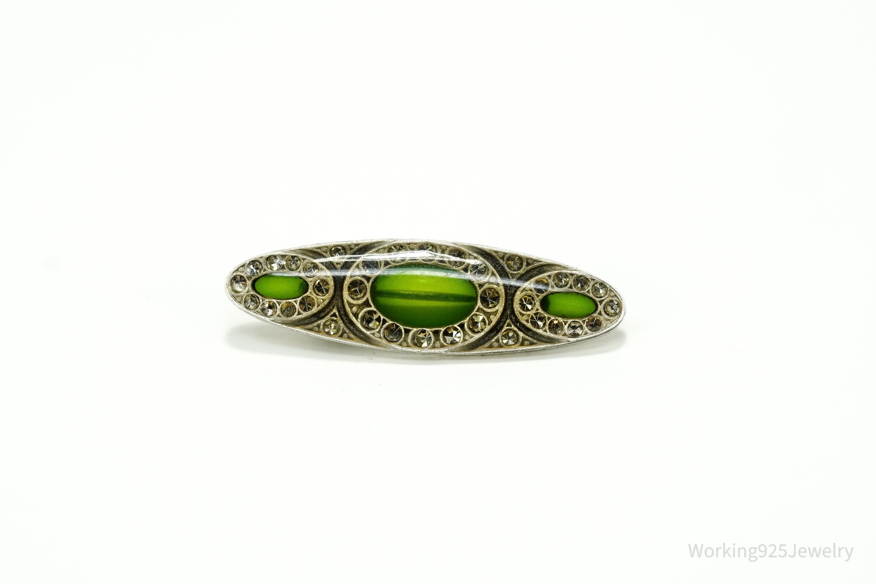 Antique Art Deco Style Rhinestone Silver Brooch Pin