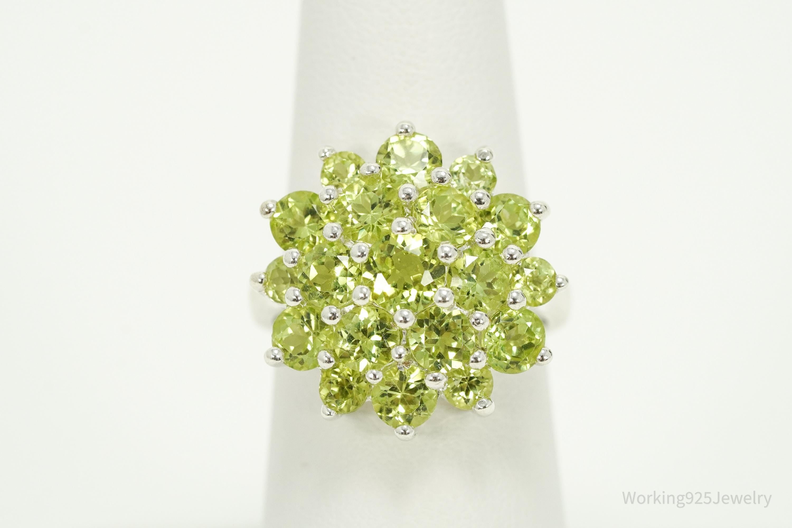 Vintage Green Peridot Sterling Silver Ring - Size 7