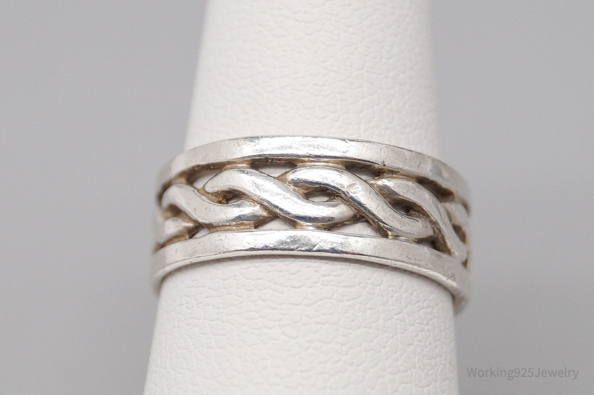 Vintage Twist Design Sterling Silver Band Ring - Size 6.5