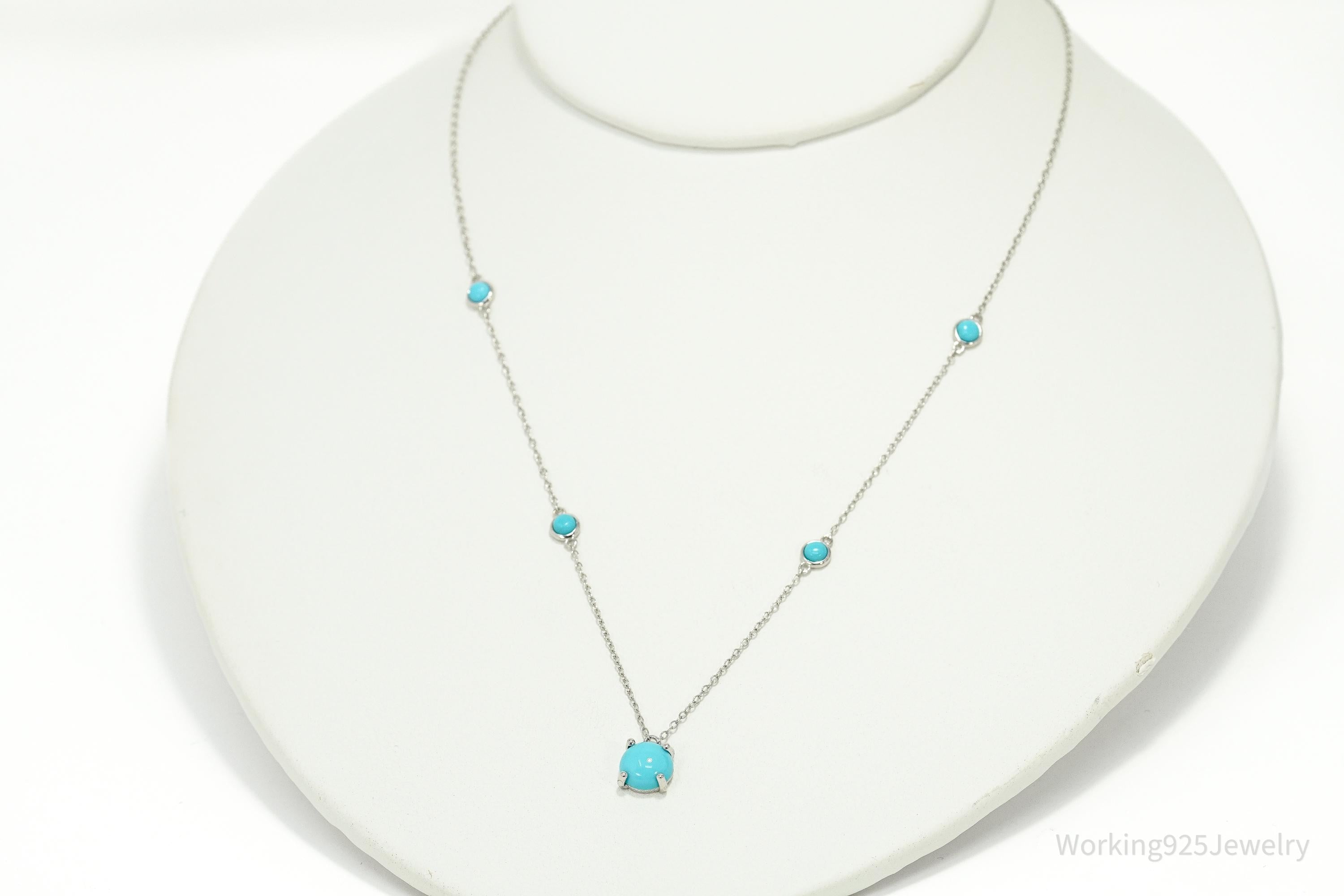 Blue Turquoise Sterling Silver Necklace 18"