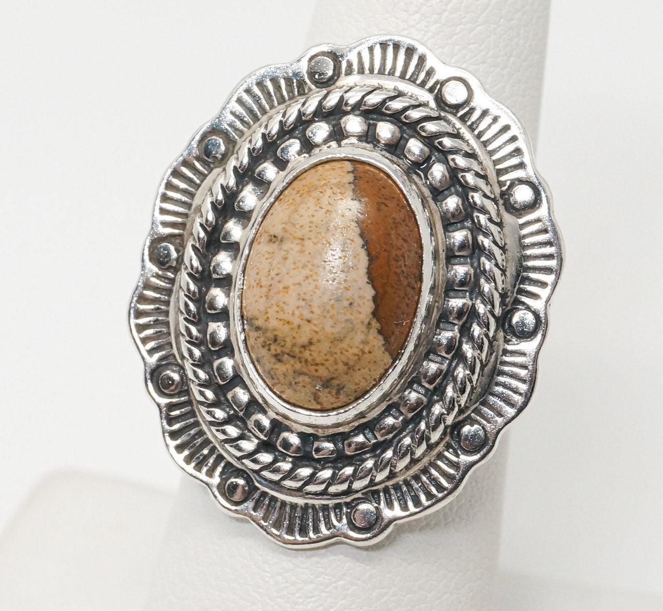 Vintage Native Designer Carolyn Pollack Jasper Sterling Silver Ring SZ 6.75