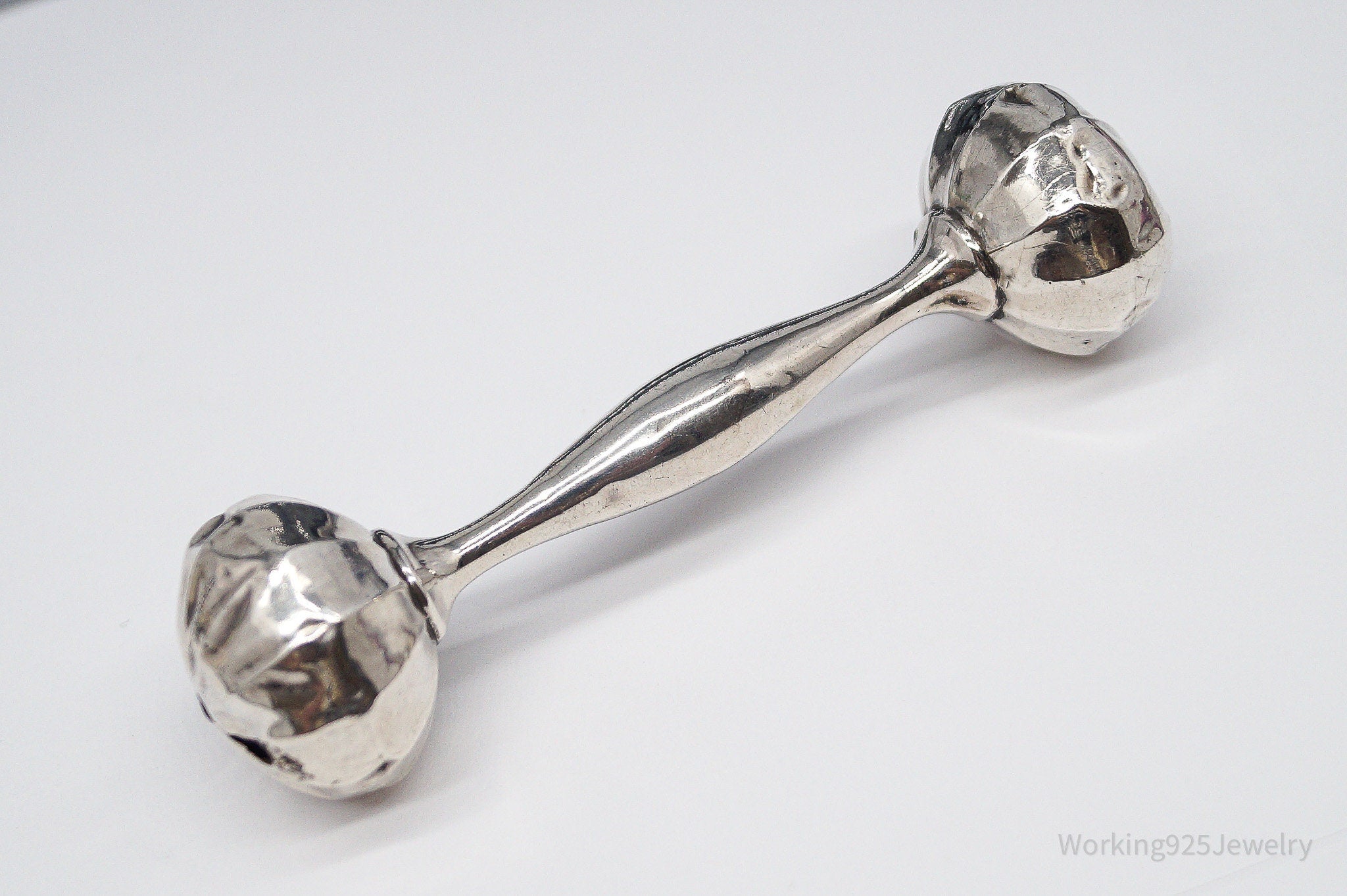 Antique Designer Webster Large Sterling Silver Baby Rattle