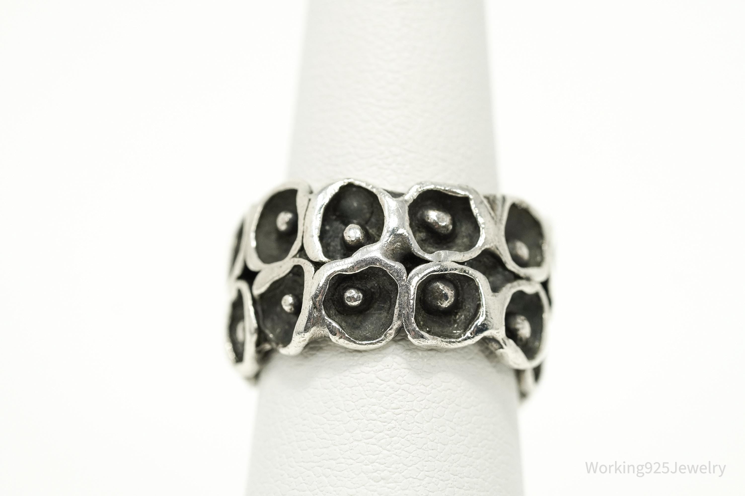 Vintage Brutalist Modernist Silver Ring - Size 7.25