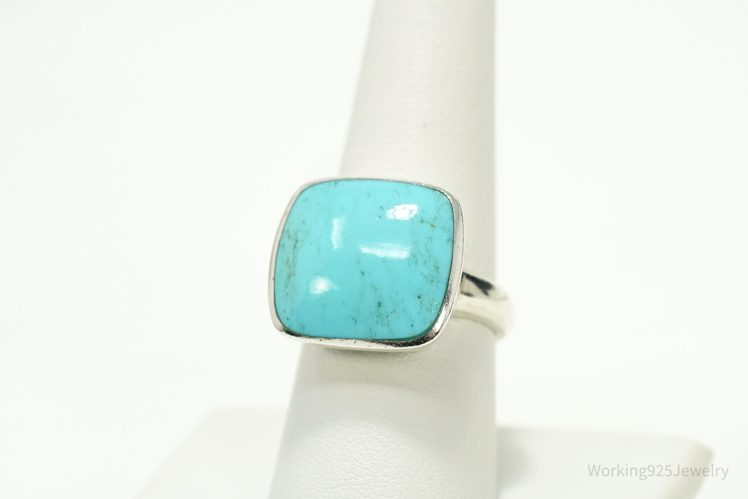 Vintage Designer SX Turquoise Sterling Silver Ring - Size 8