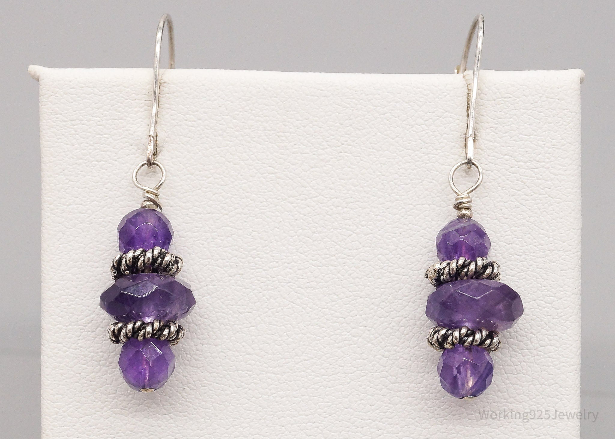 Vintage Amethyst Sterling Silver Dangle Earrings