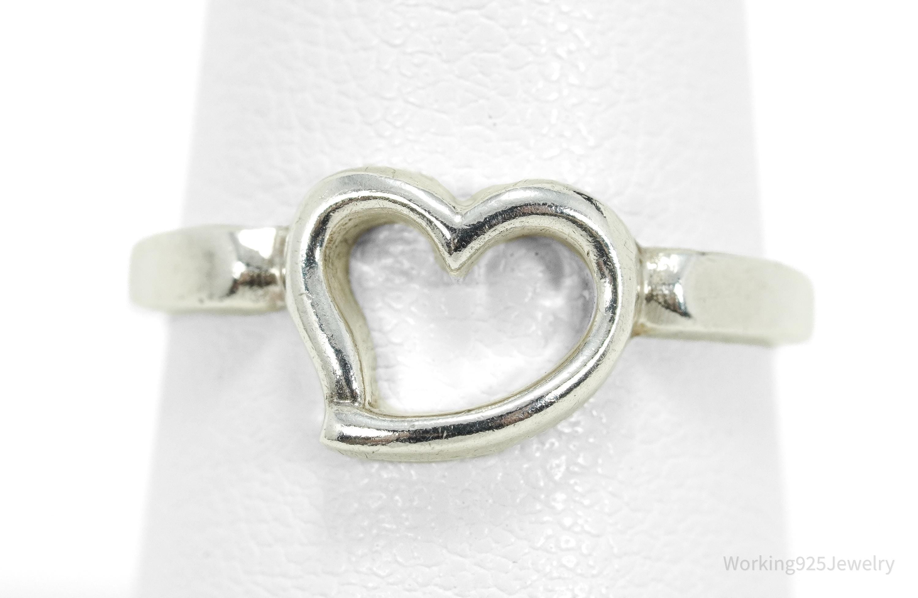 Vintage Heart Sterling Silver Ring - Size 7.5