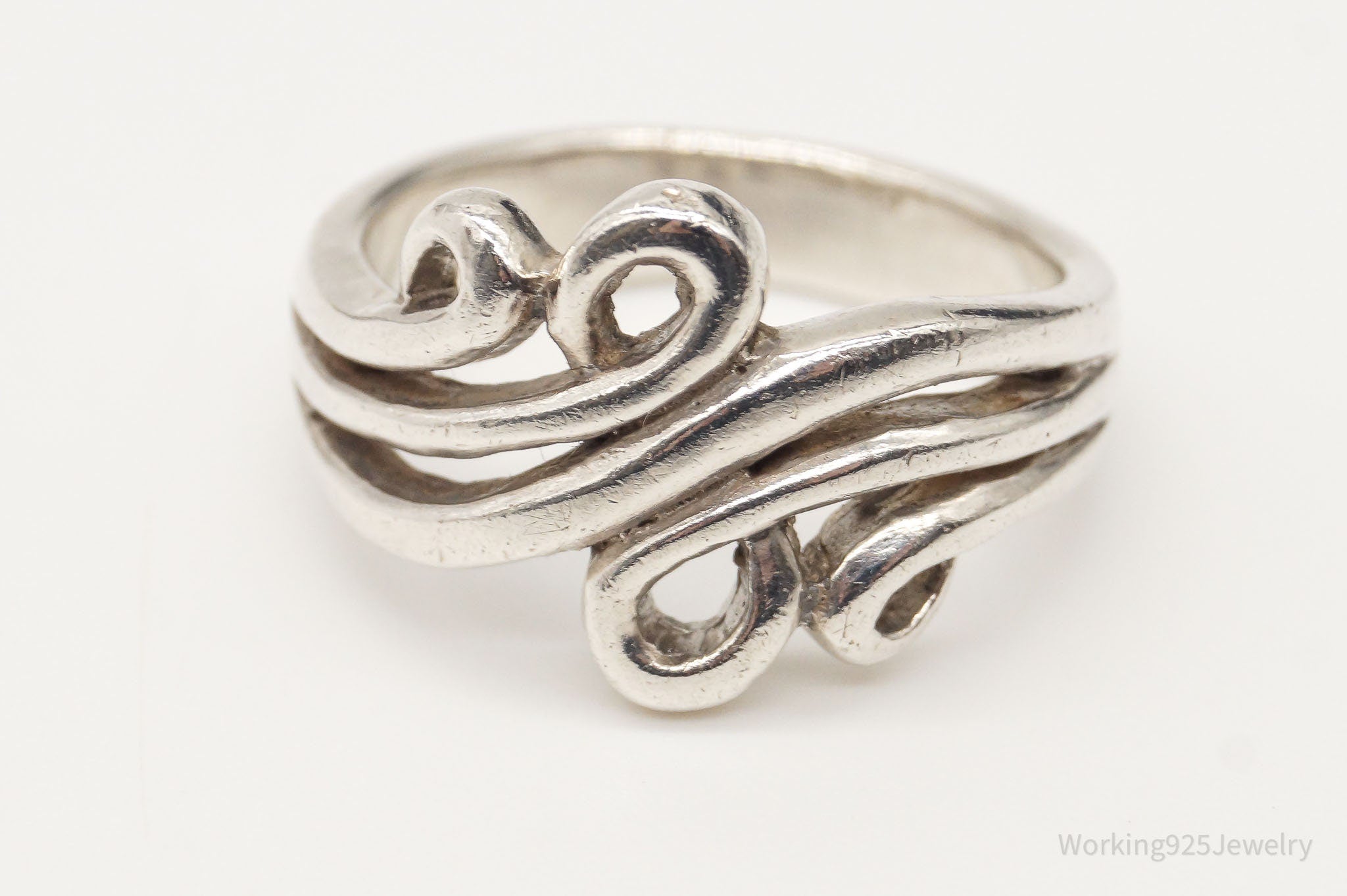 Vintage Swirl Scroll Sterling Silver Band Ring Size 6.5