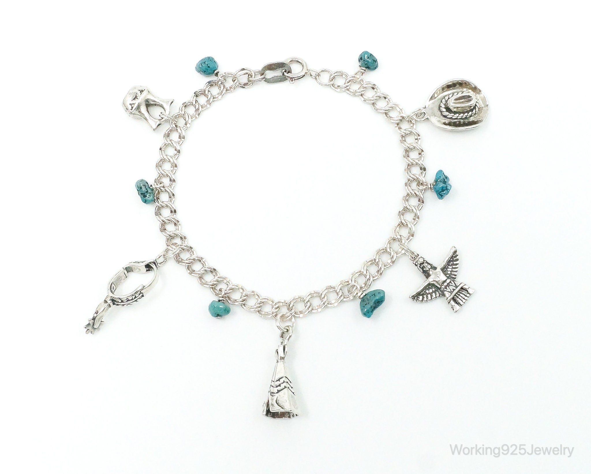 Carolyn Pollack Sterling Silver Turquoise Bracelet Carolyn Pollack Sterling Silver Oval Turquoise Decorated  main image 4
