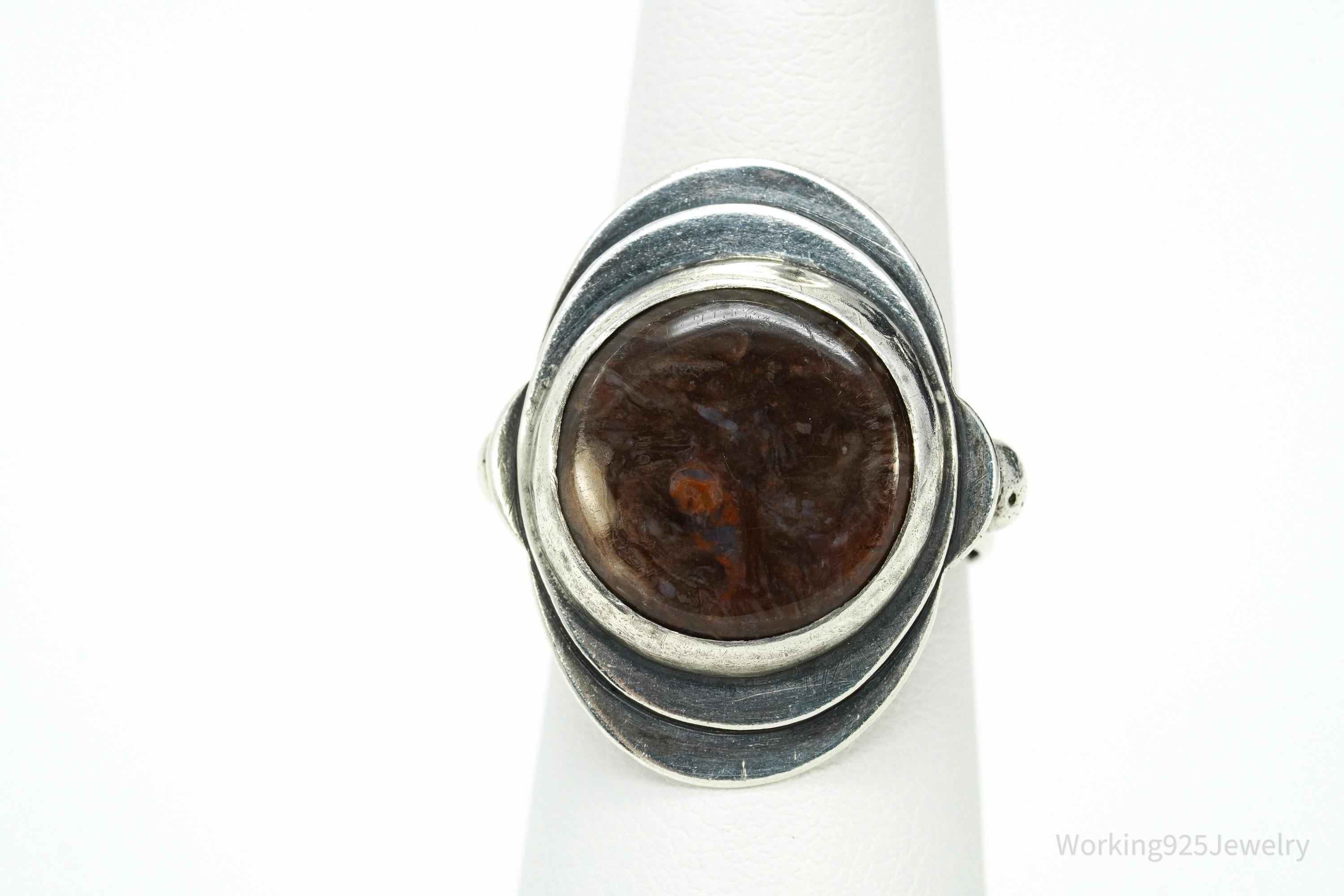Vintage Jasper Modernist Style Silver Ring - Size 7