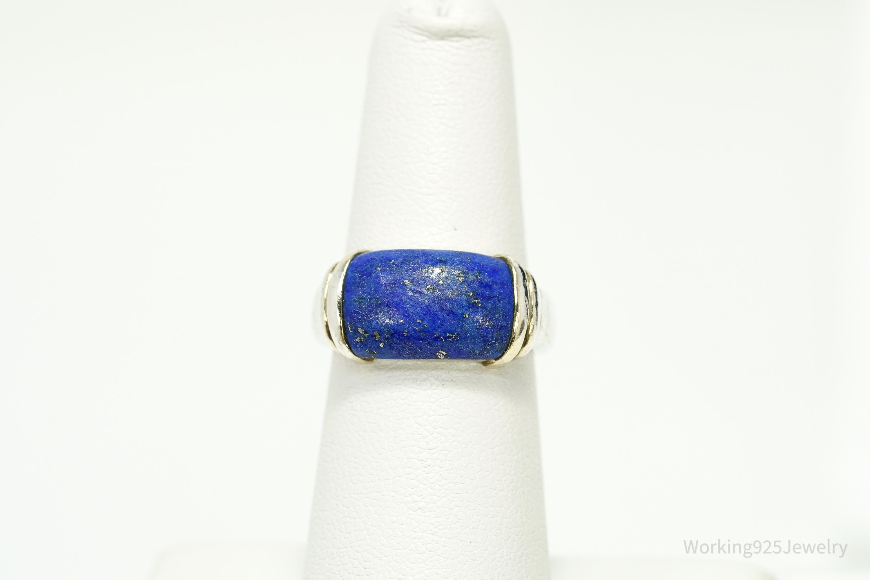 Vintage Lapis Lazuli Gold Vermeil Sterling Silver Ring - Size 5.75